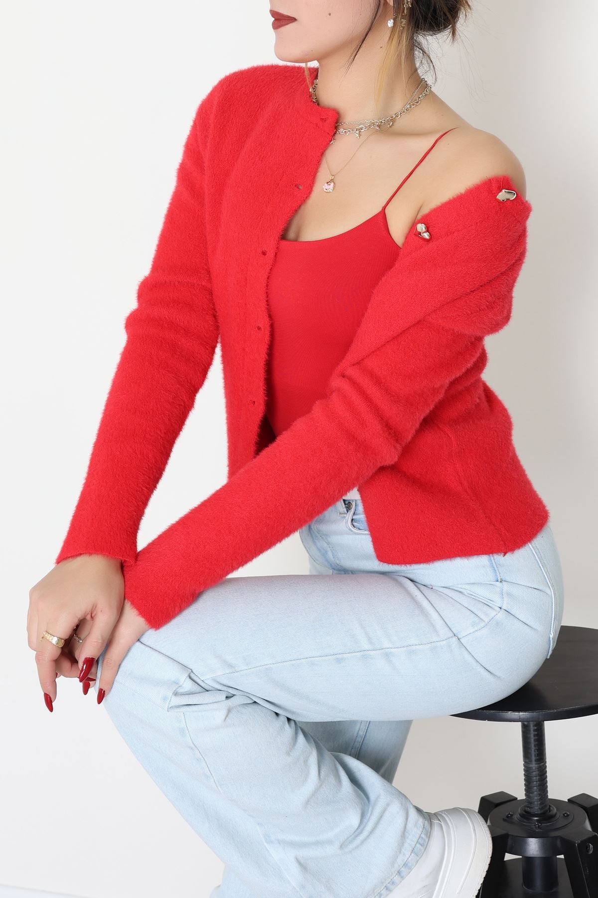 Yumuşak Dokulu Hırka Kırmızı - 70884.1765.