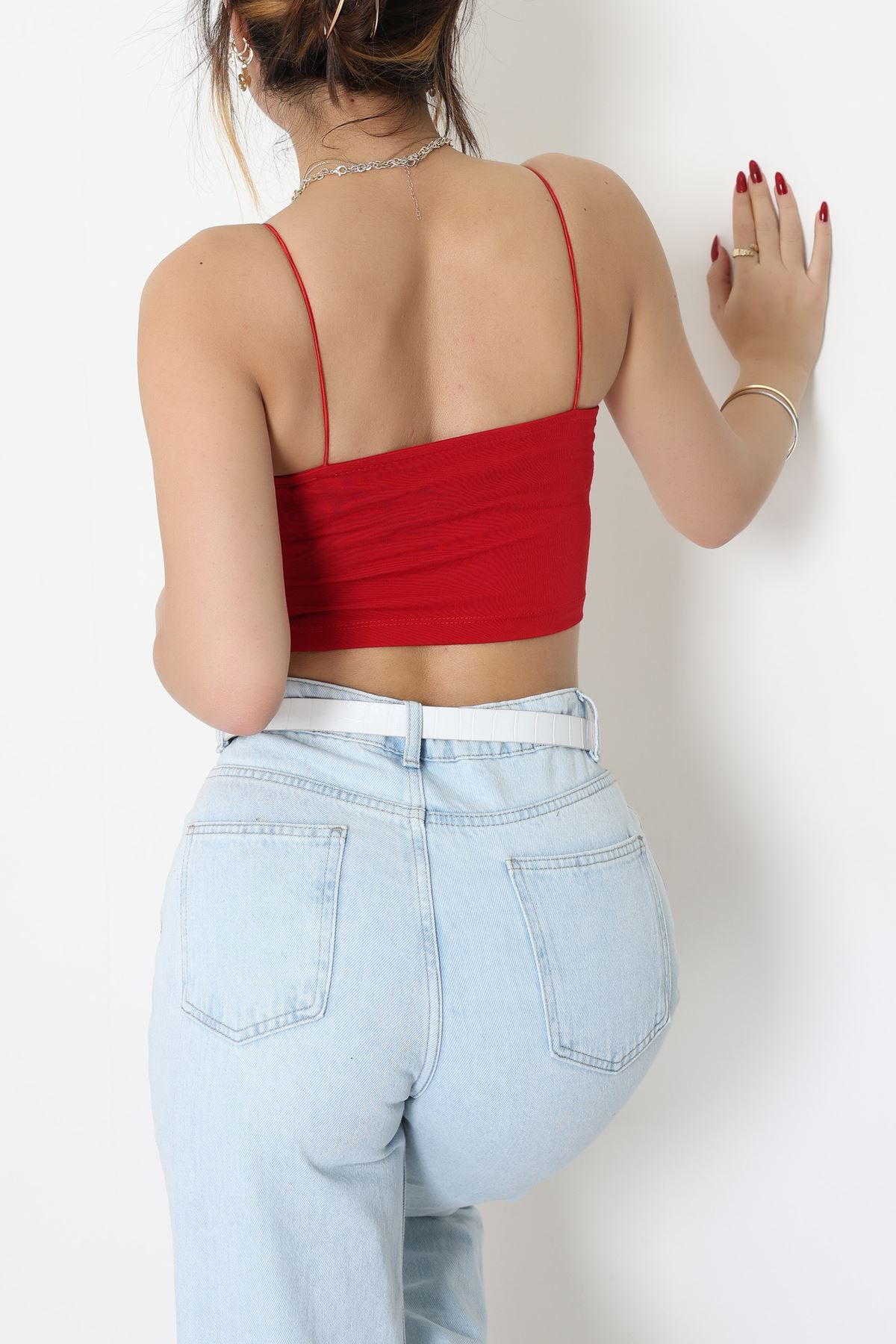 İp Askılı Crop Büstiyer Atlet Kırmızı - 20544.200.