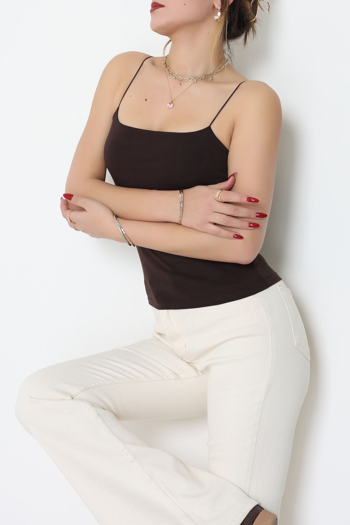 İp Askılı Kısa Crop Atlet Kahve - 21563.200.