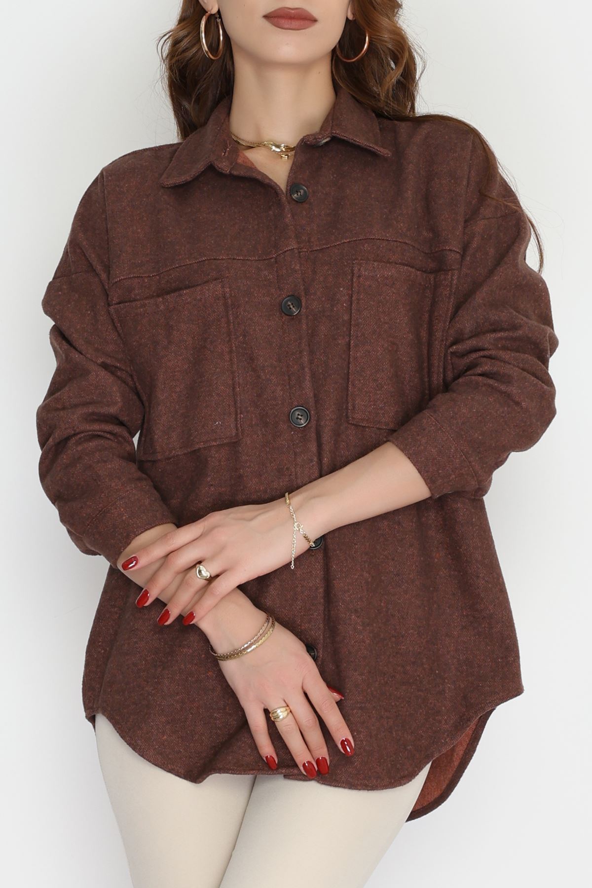 Çift Cep Kaşe Gömlek Kahve - 20258.1775.