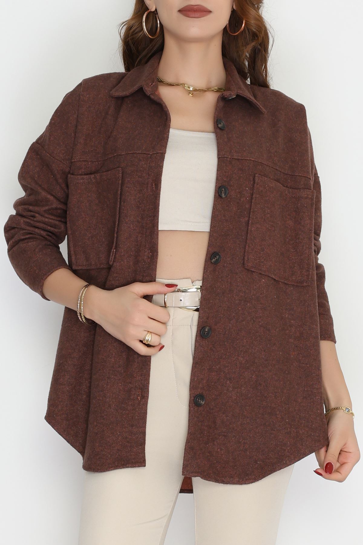 Çift Cep Kaşe Gömlek Kahve - 20258.1775.