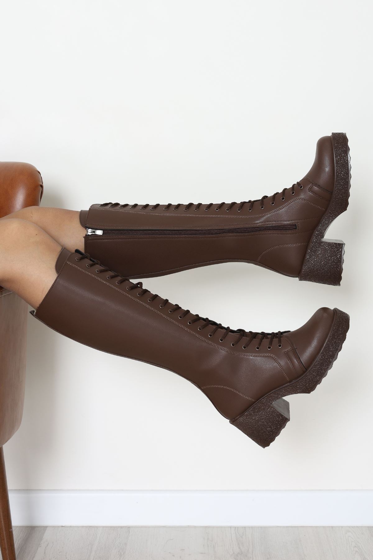 7 Cm Topuklu Çizme Kahvederi - 32655.264.