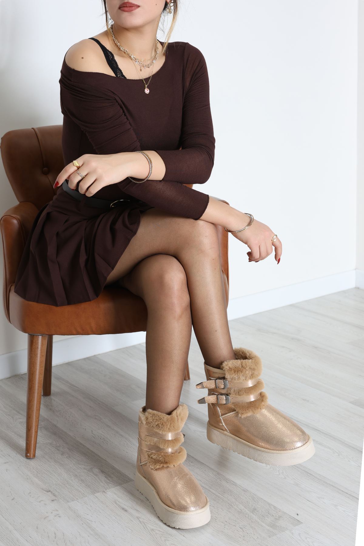 4 Cm Topuklu Bot Gold - 32673.264.