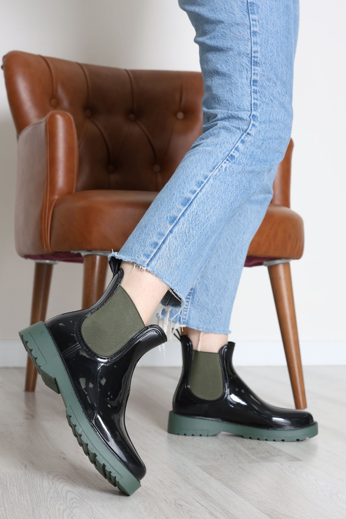 Lastik Detaylı Bot Siyahruganyeşil - 31845.264.