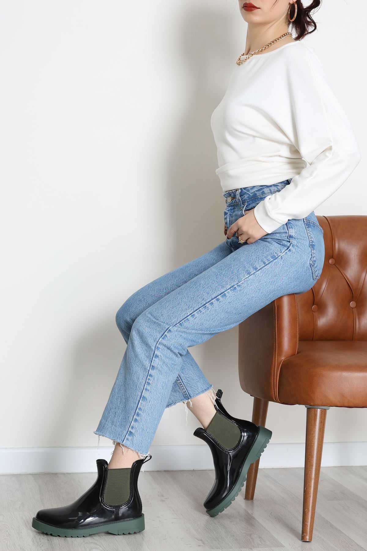 Lastik Detaylı Bot Siyahruganyeşil - 31845.264.