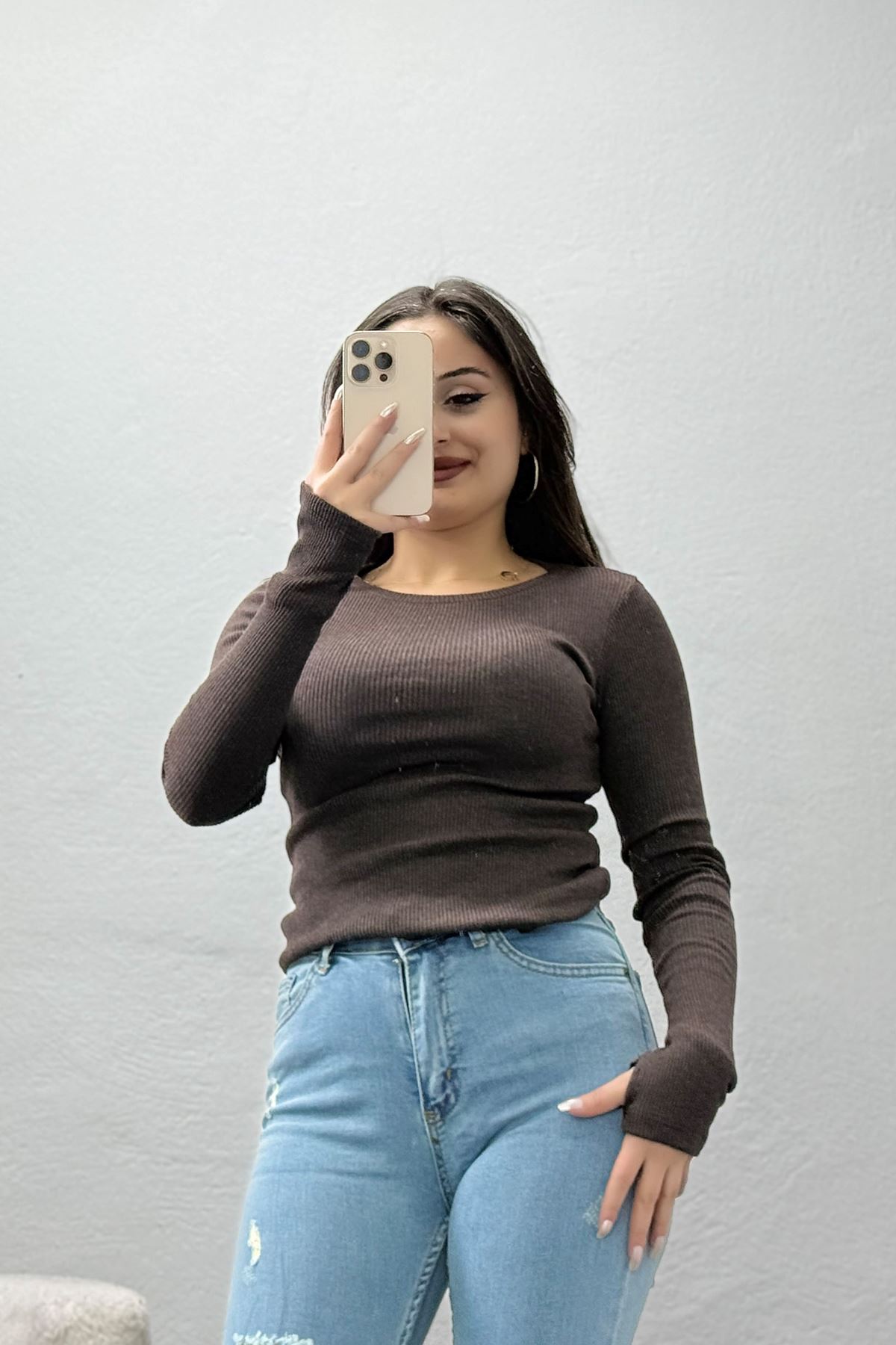 Kaşkorse Parmak Geçmeli Body Acıkahve - 55031.1567.