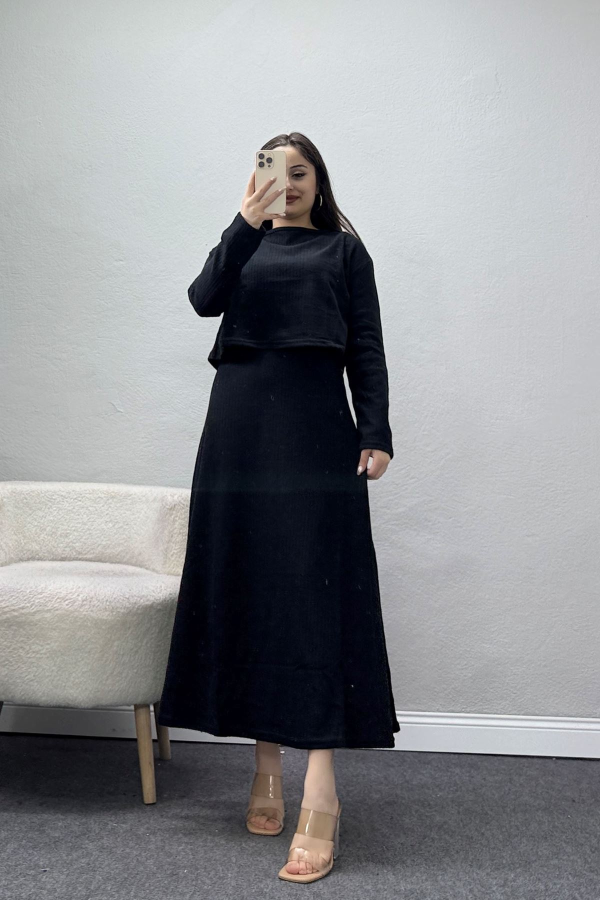 Raporlu Ribana Etekli Takım Siyah - 55015.1567.