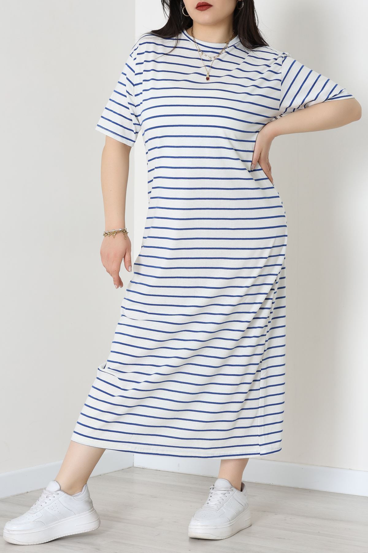 Bisiklet Yaka Büyük Beden Süprem Elbise Beyazlaci - 70880.1567.