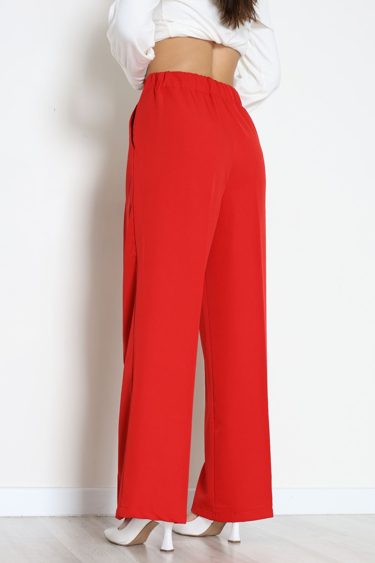 Dabıl Kumaş Lastikli Pantolon Kırmızı - 51612.683.