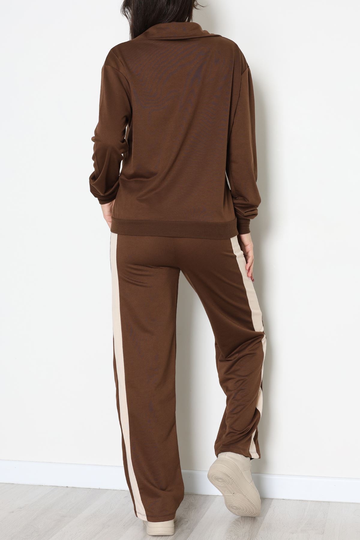 Garnili Fermuarlı 2 İplik Eşofman Takımı Kahvebej - 50790.1857.