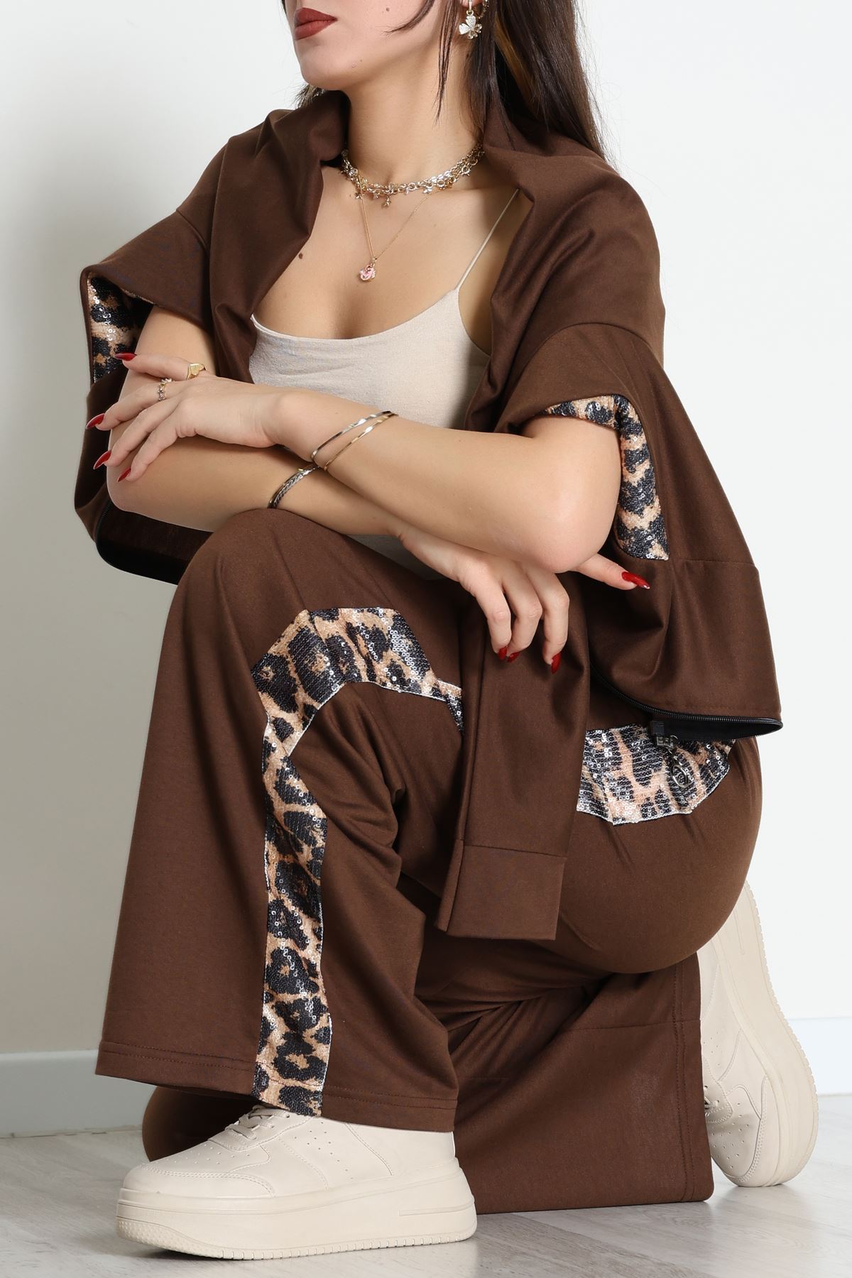 Pul Garnili 2 İplik Eşofman Takımı Kahve - 50799.1857.