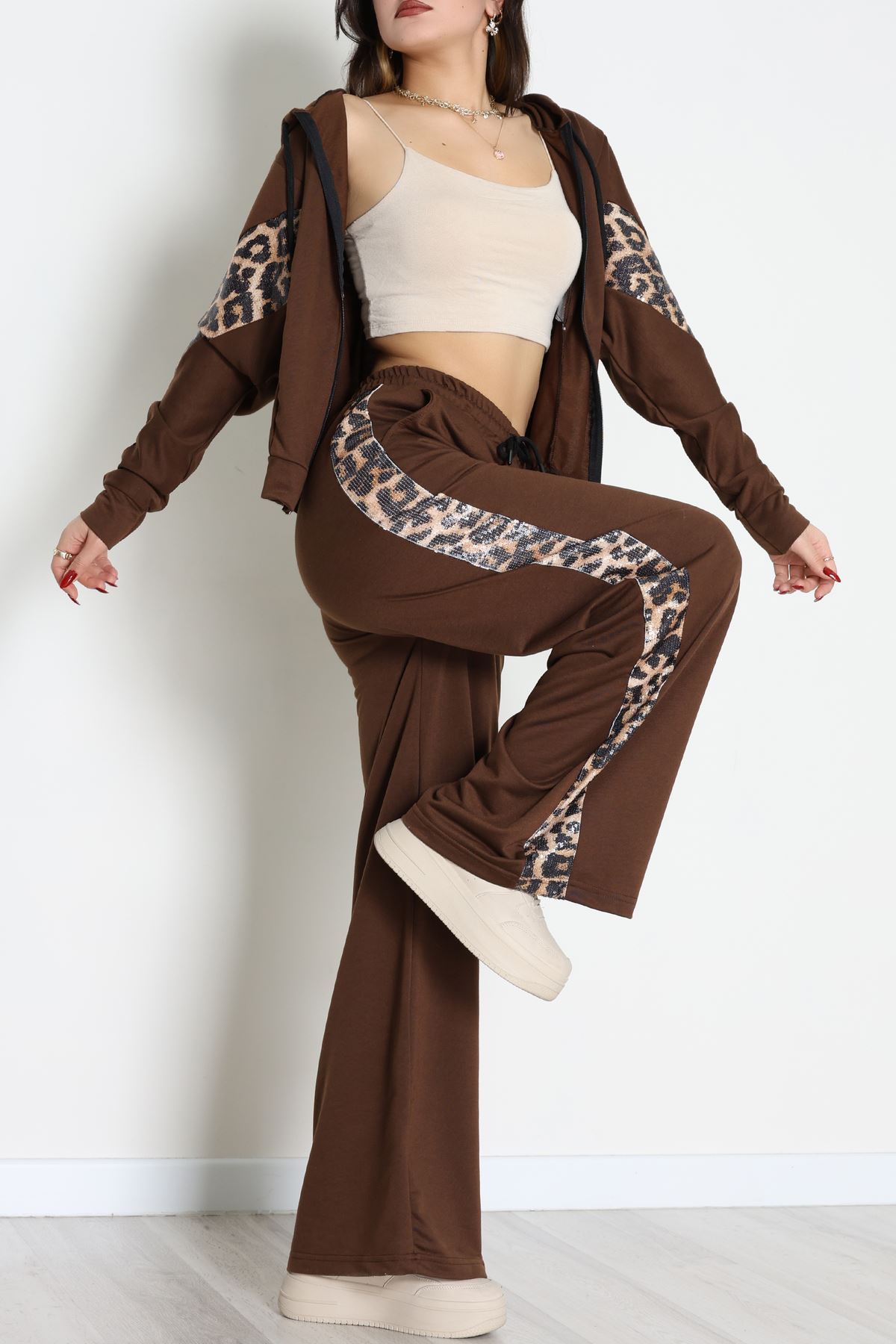 Pul Garnili 2 İplik Eşofman Takımı Kahve - 50799.1857.