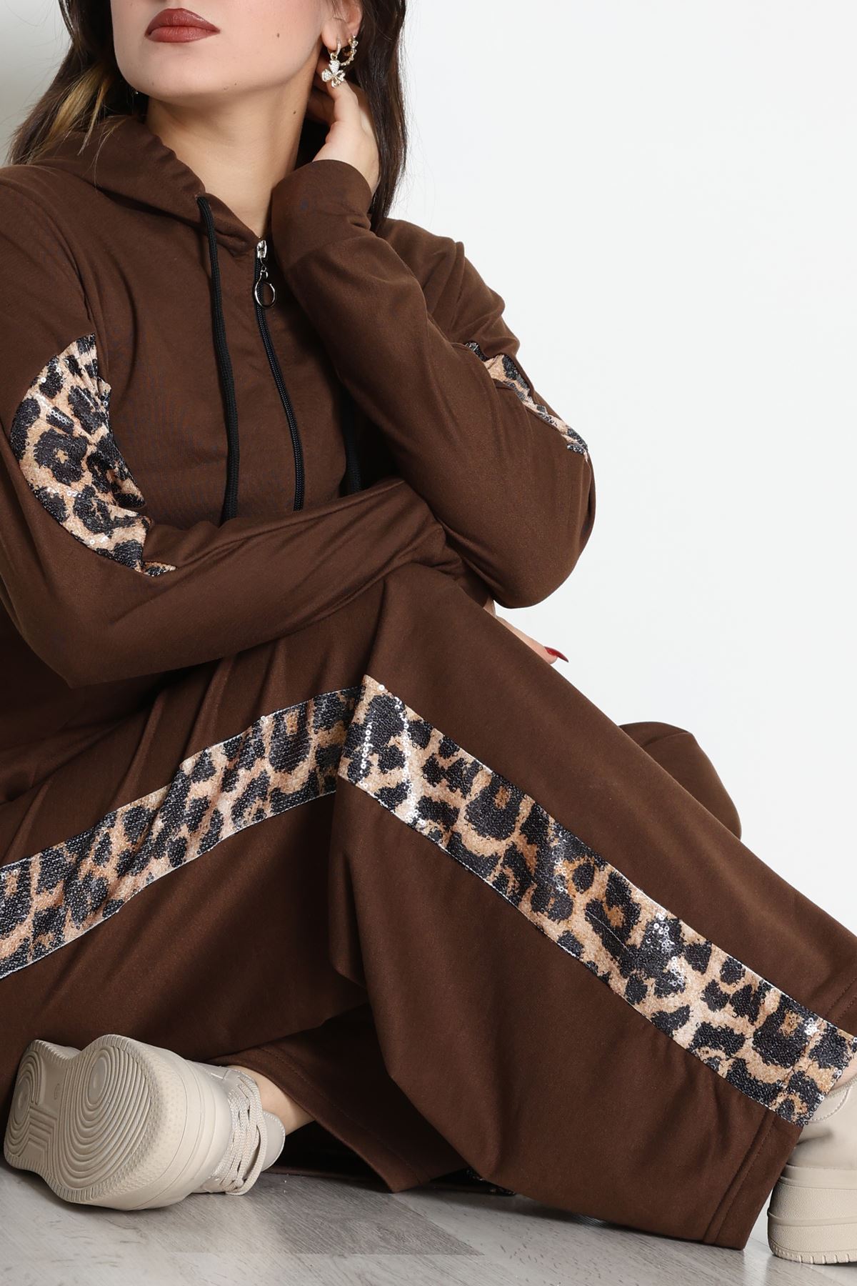 Pul Garnili 2 İplik Eşofman Takımı Kahve - 50799.1857.