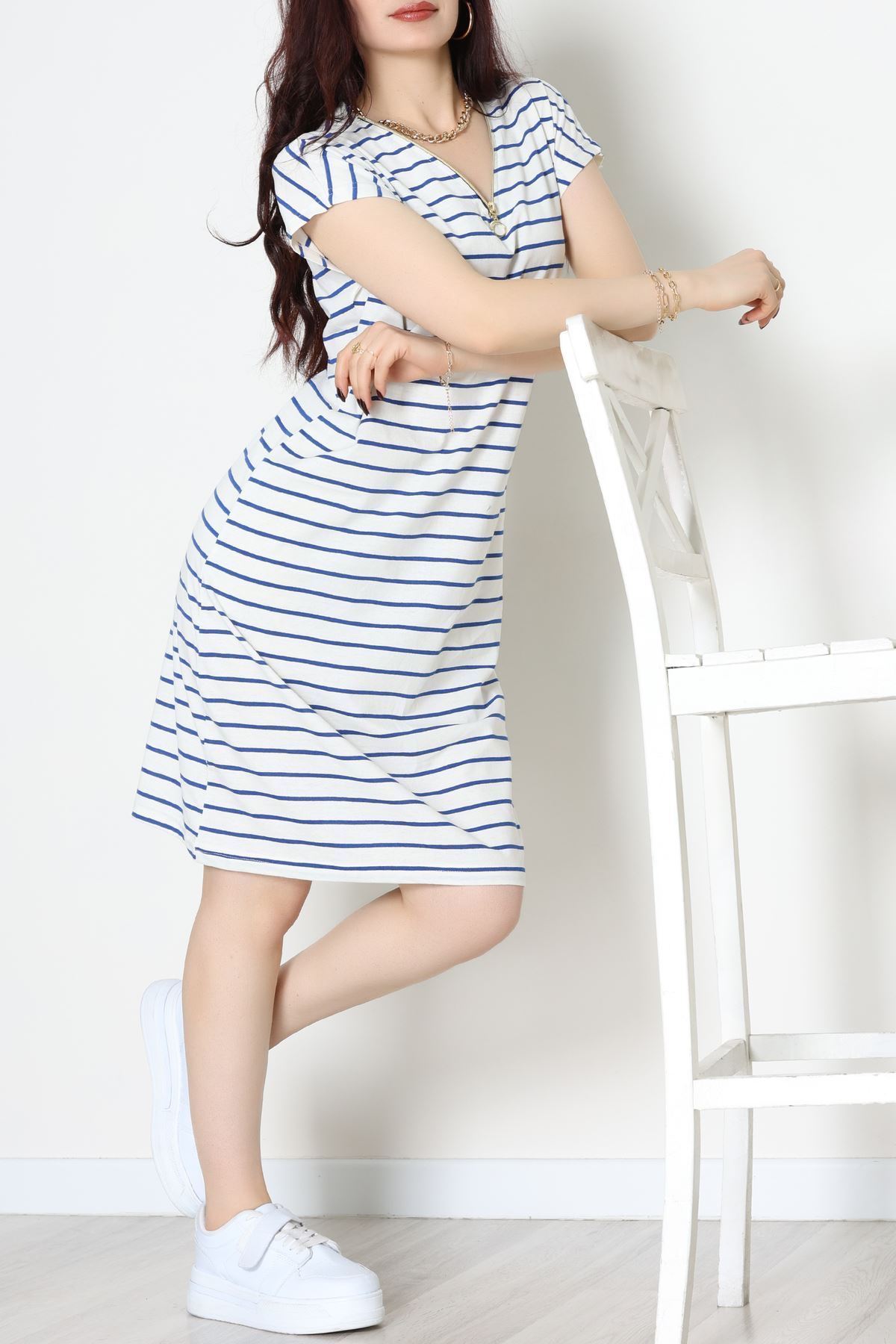 Fermuarlı Süprem Penye Elbise Beyazlaci - 70825.1567.