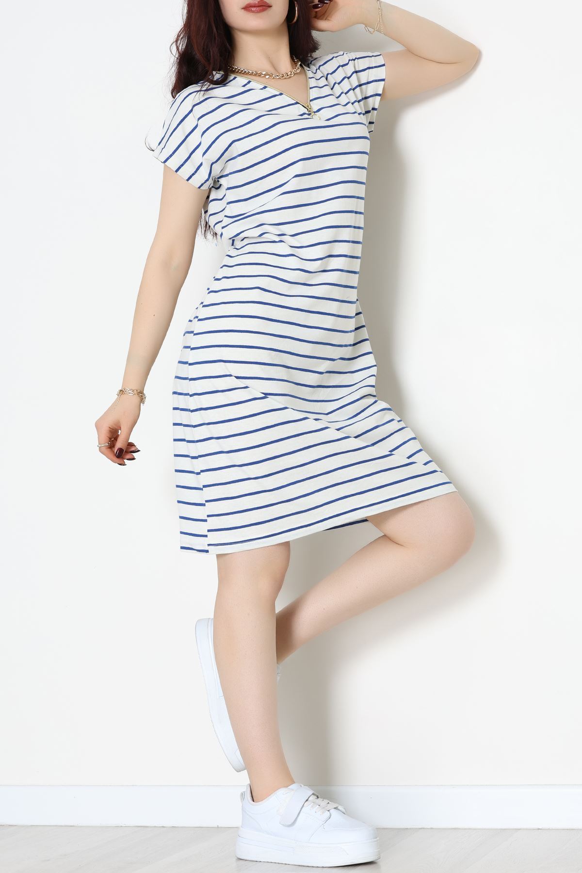 Fermuarlı Süprem Penye Elbise Beyazlaci - 70825.1567.