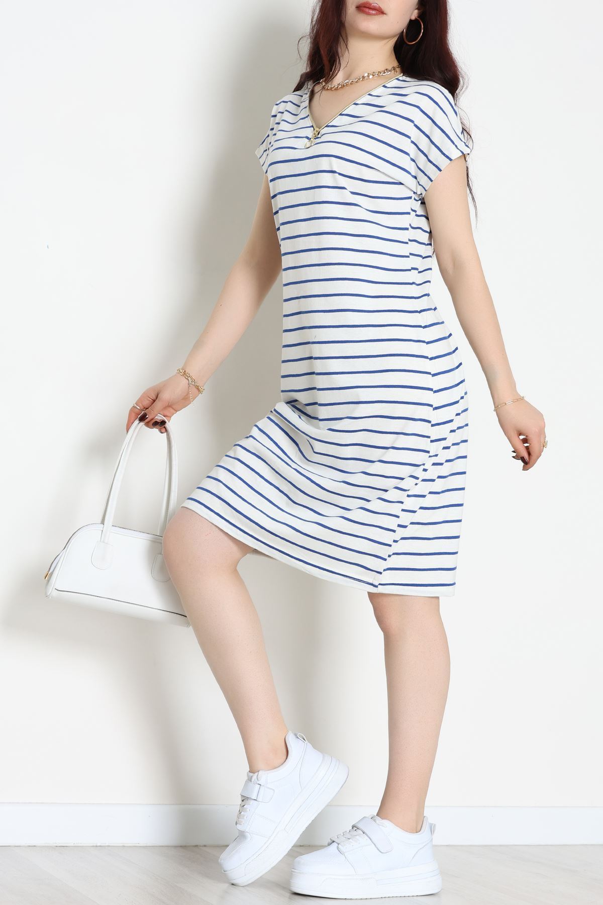 Fermuarlı Süprem Penye Elbise Beyazlaci - 70825.1567.