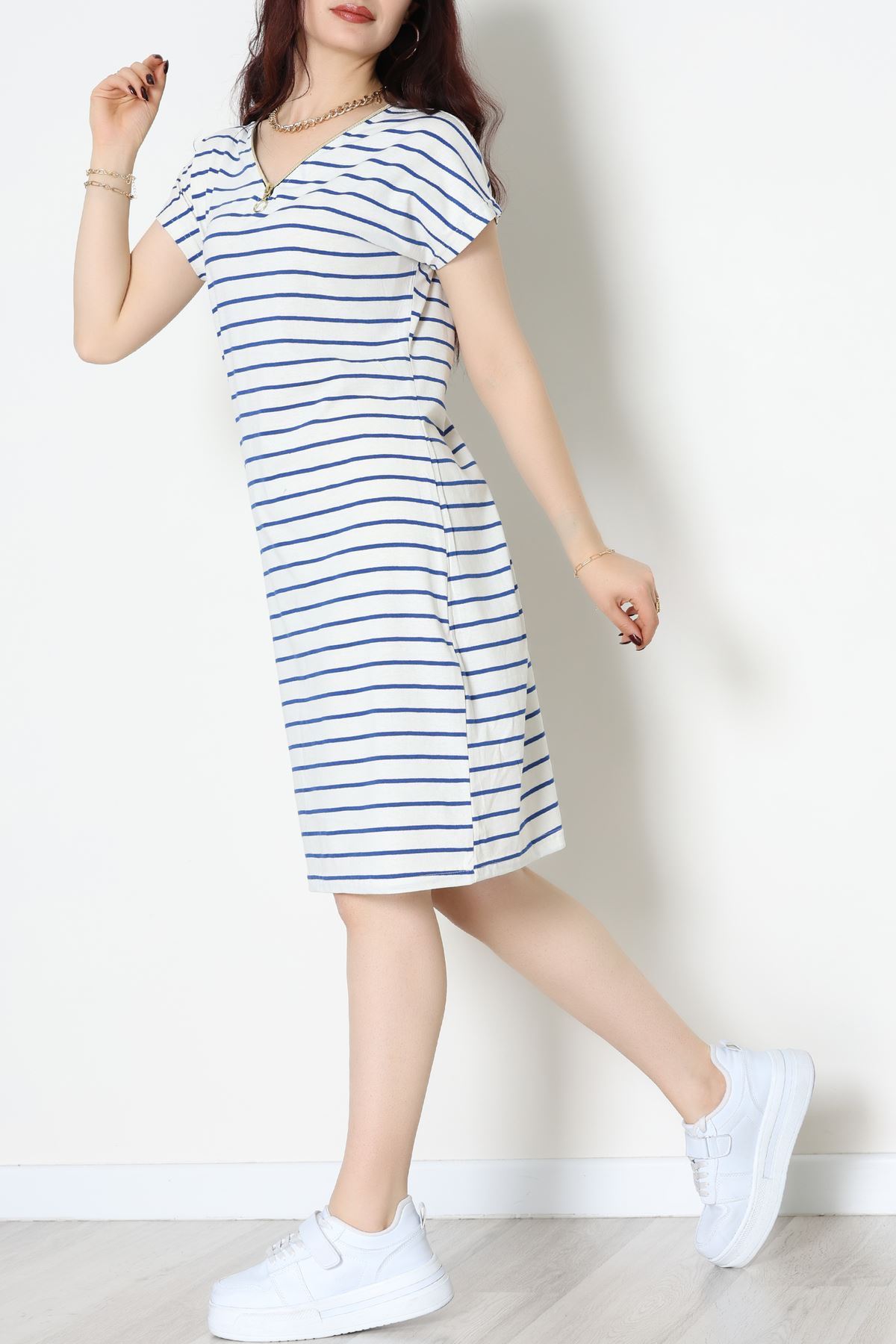 Fermuarlı Süprem Penye Elbise Beyazlaci - 70825.1567.