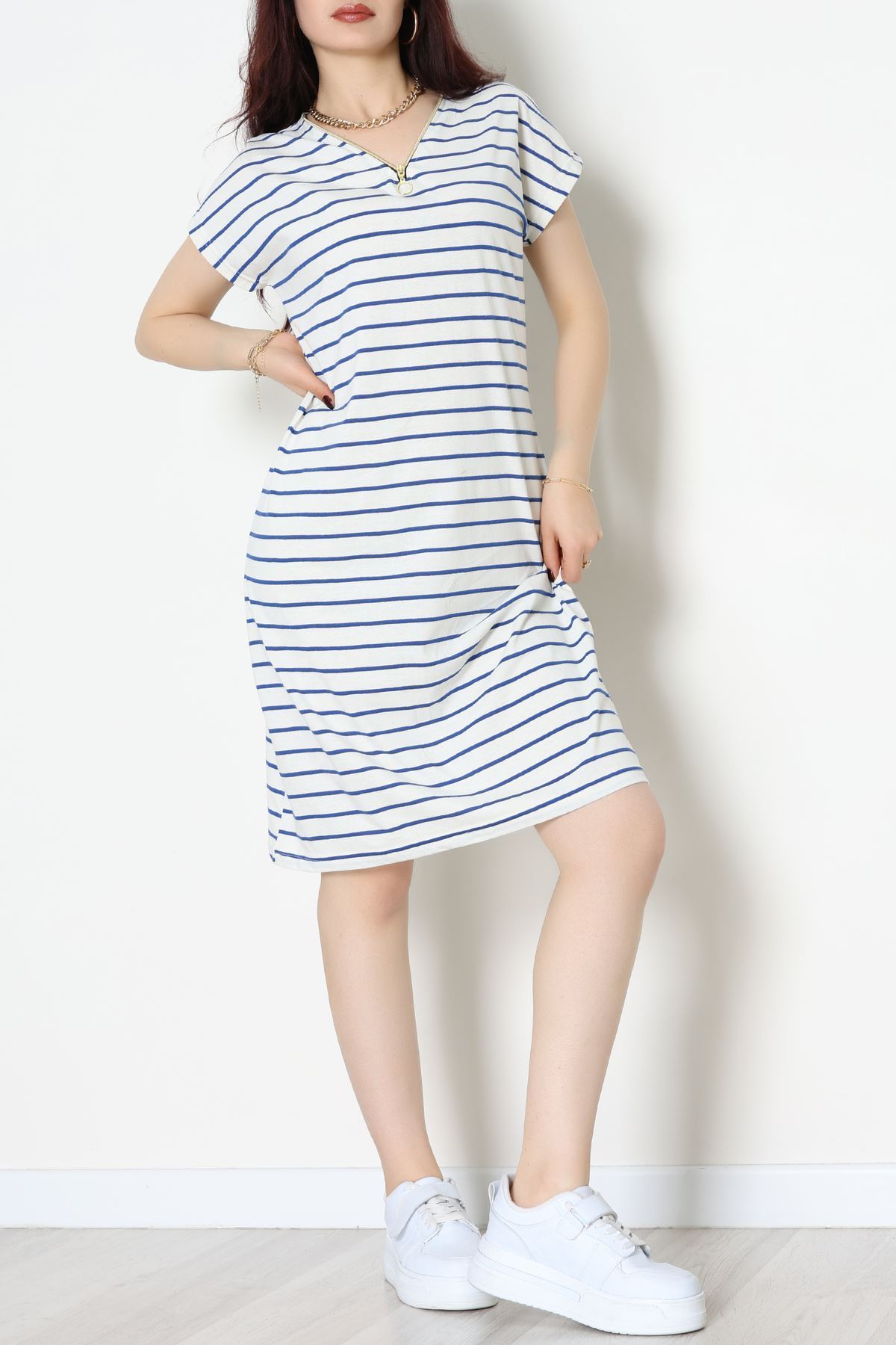 Fermuarlı Süprem Penye Elbise Beyazlaci - 70825.1567.