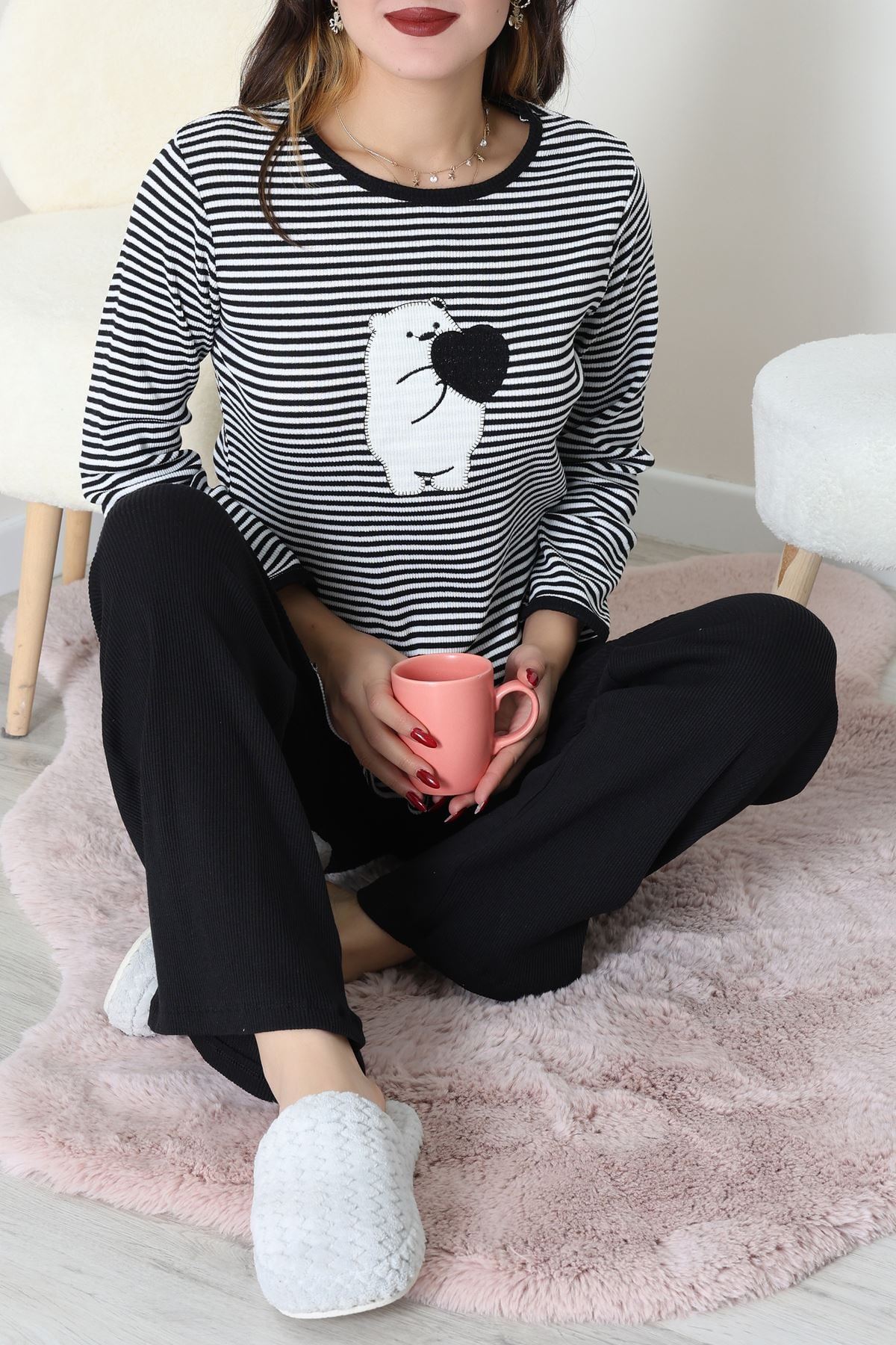 Kaşkorse Pijama Takımı Siyah - 52141.1567.