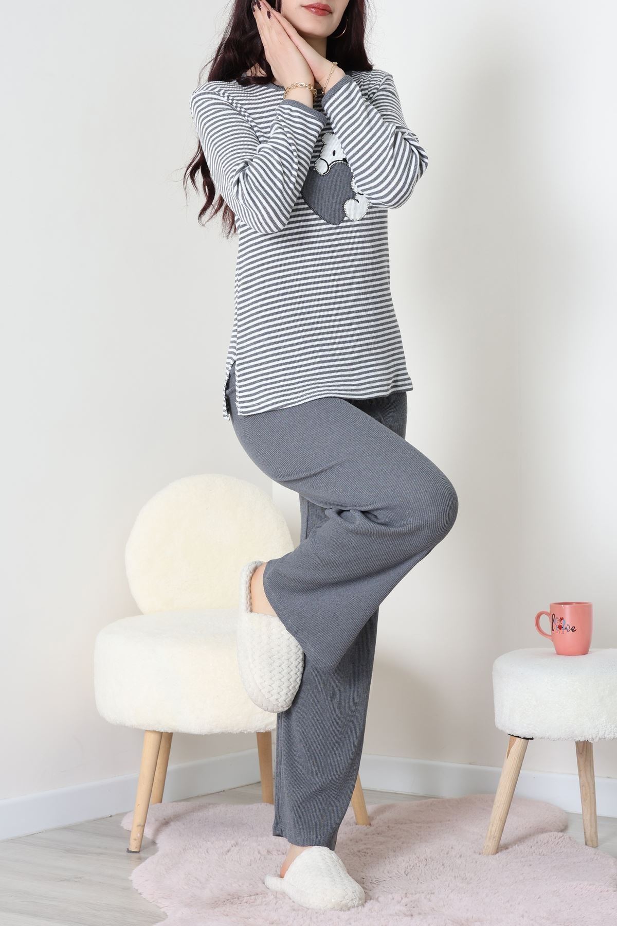 Kaşkorse Pijama Takımı Füme - 52141.1567.