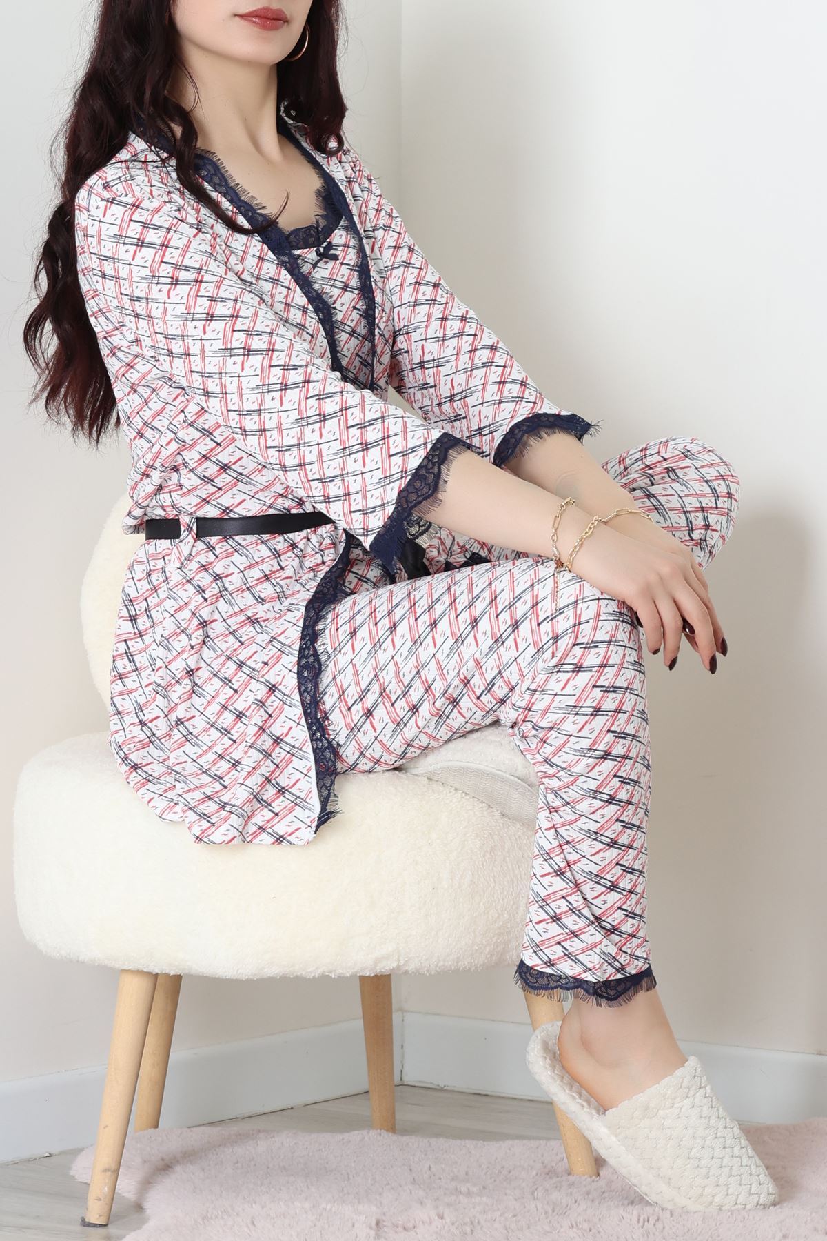 3'Lü Pijama Seti Ekrukırmızı - 52170.2123.