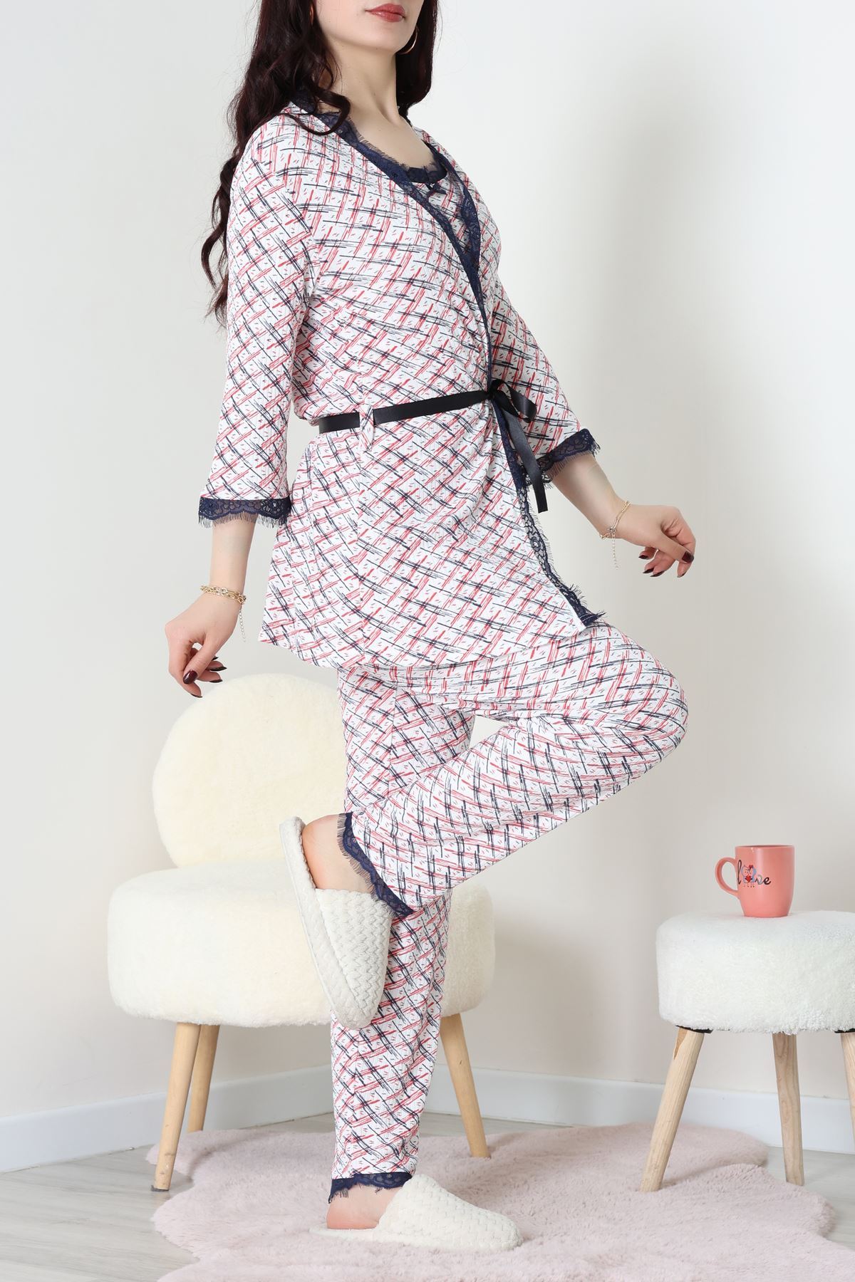 3'Lü Pijama Seti Ekrukırmızı - 52170.2123.