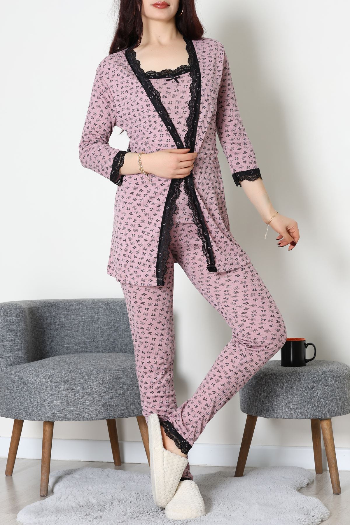 3'Lü Pijama Seti Gülkurusu - 52170.2123.