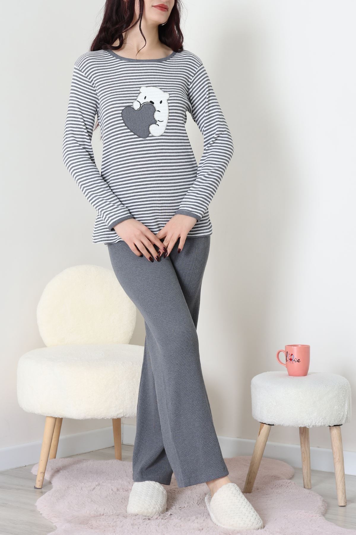 Kaşkorse Pijama Takımı Füme - 52141.1567.