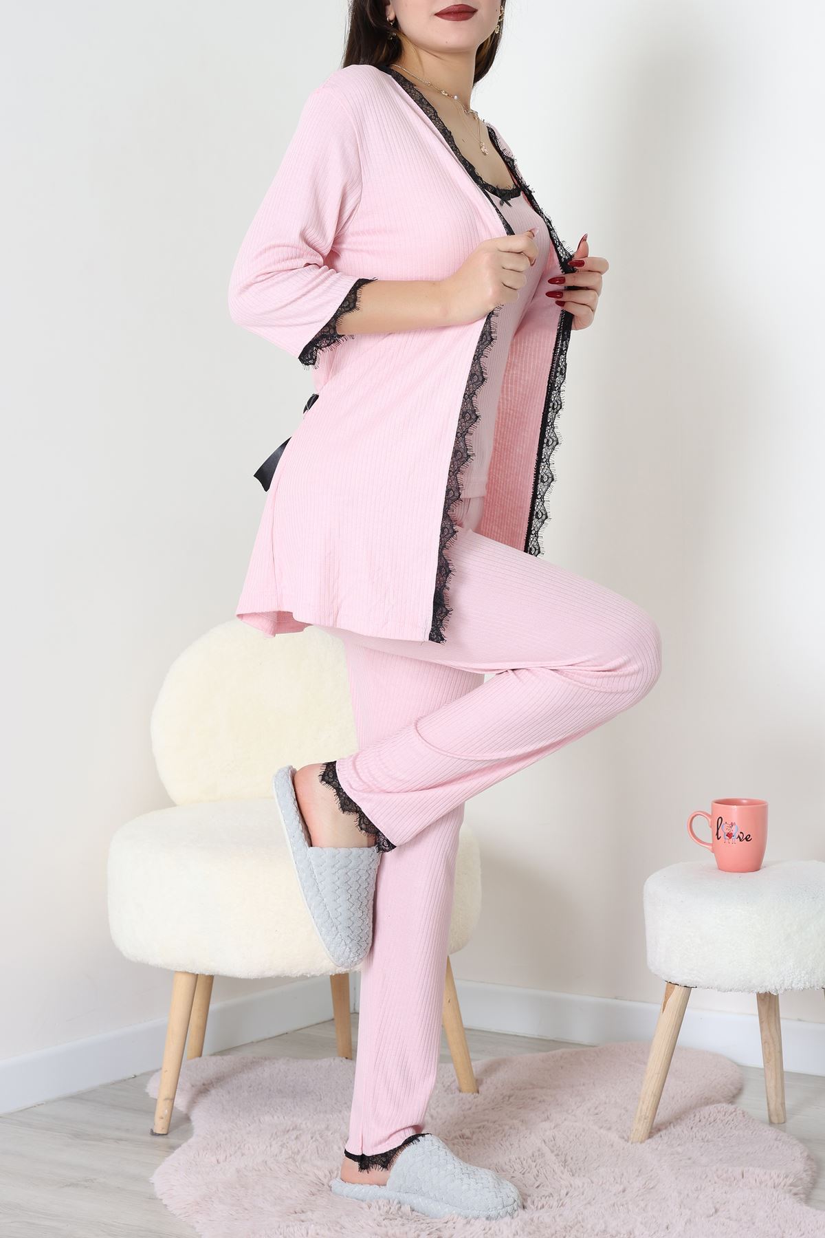 3'Lü Pijama Seti Pudra - 52170.2123.