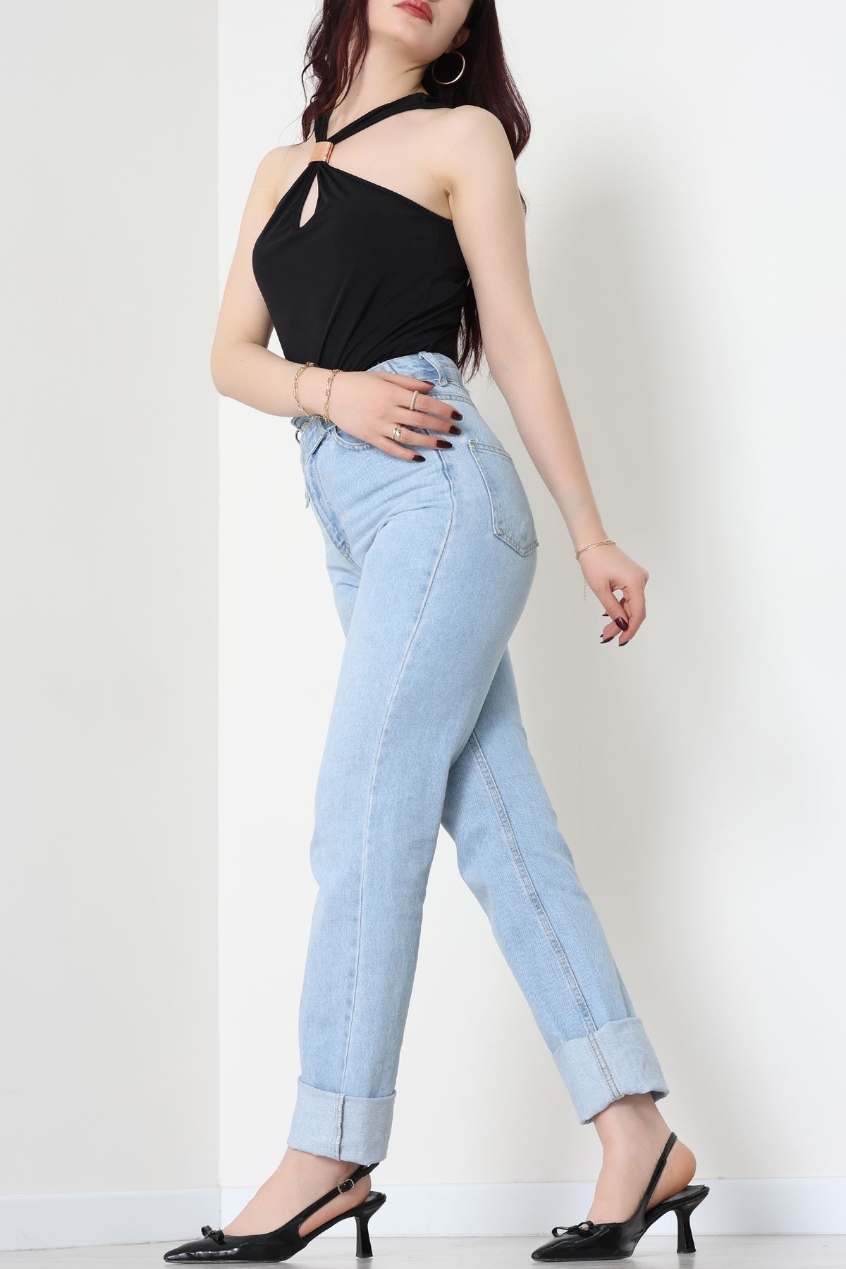 Sandy Önü Tokalı Çıtçıtlı Bluz Siyah - 42803.1949.