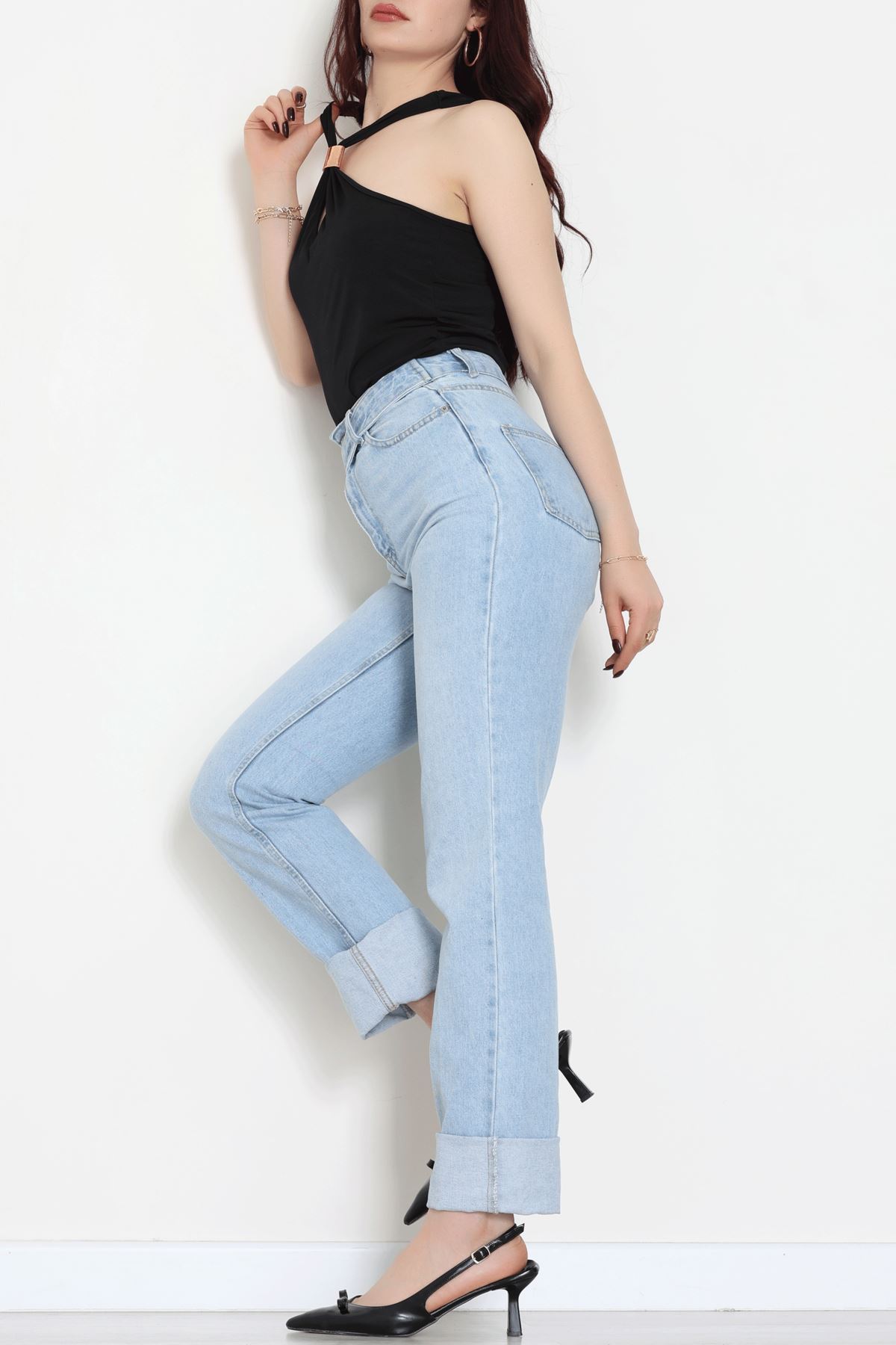 Sandy Önü Tokalı Çıtçıtlı Bluz Siyah - 42803.1949.