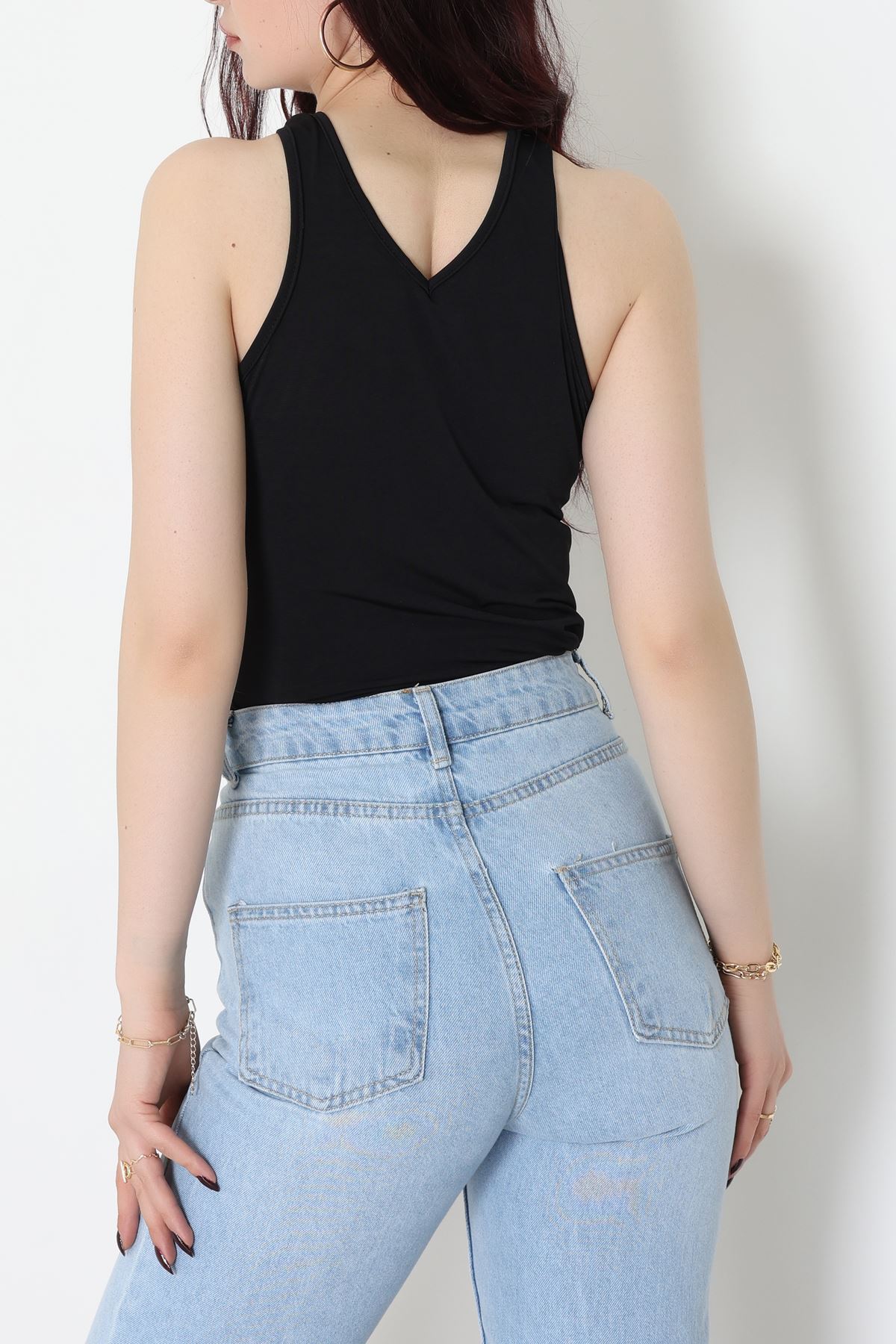 Sandy Önü Tokalı Çıtçıtlı Bluz Siyah - 42803.1949.