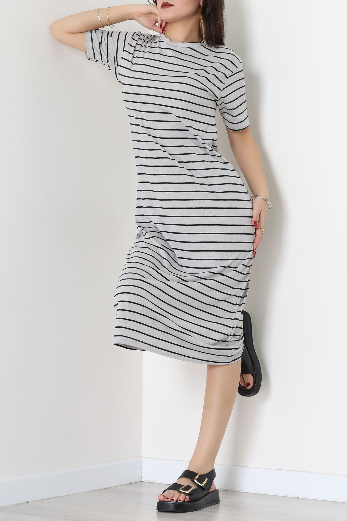 Bisiklet Yaka Süprem Penye Elbise Grisiyah - 70824.1567.