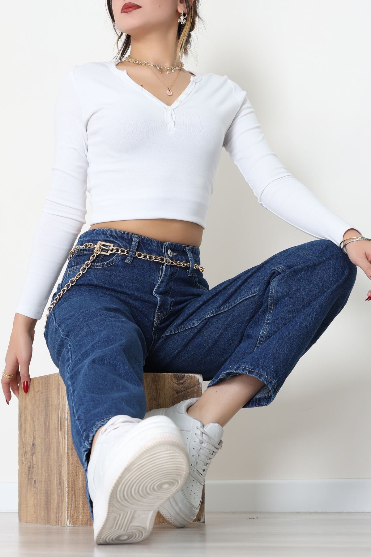 Wide Leg Kot Pantolon Lacivert - 31641.2059.