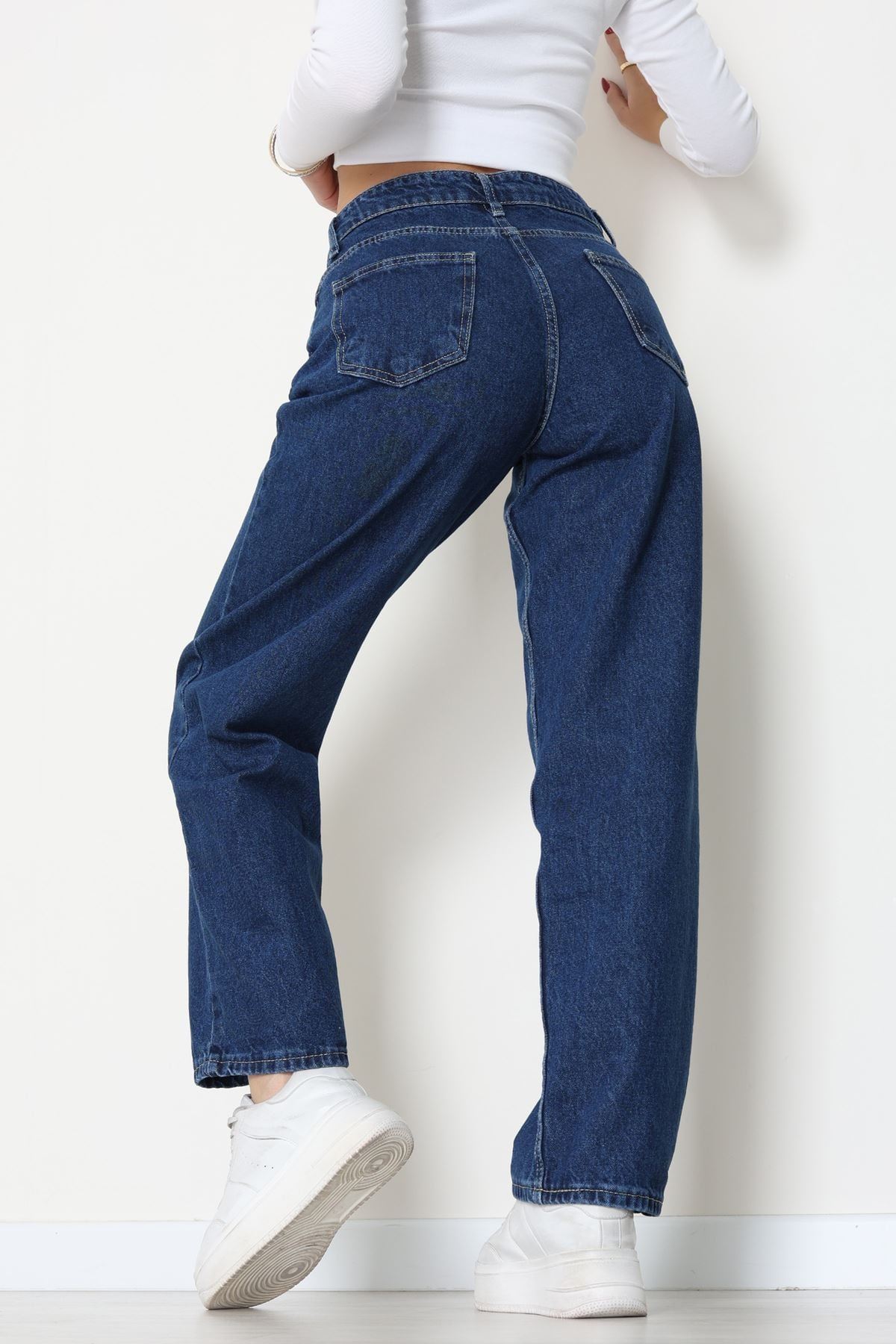 Wide Leg Kot Pantolon Lacivert - 31641.2059.