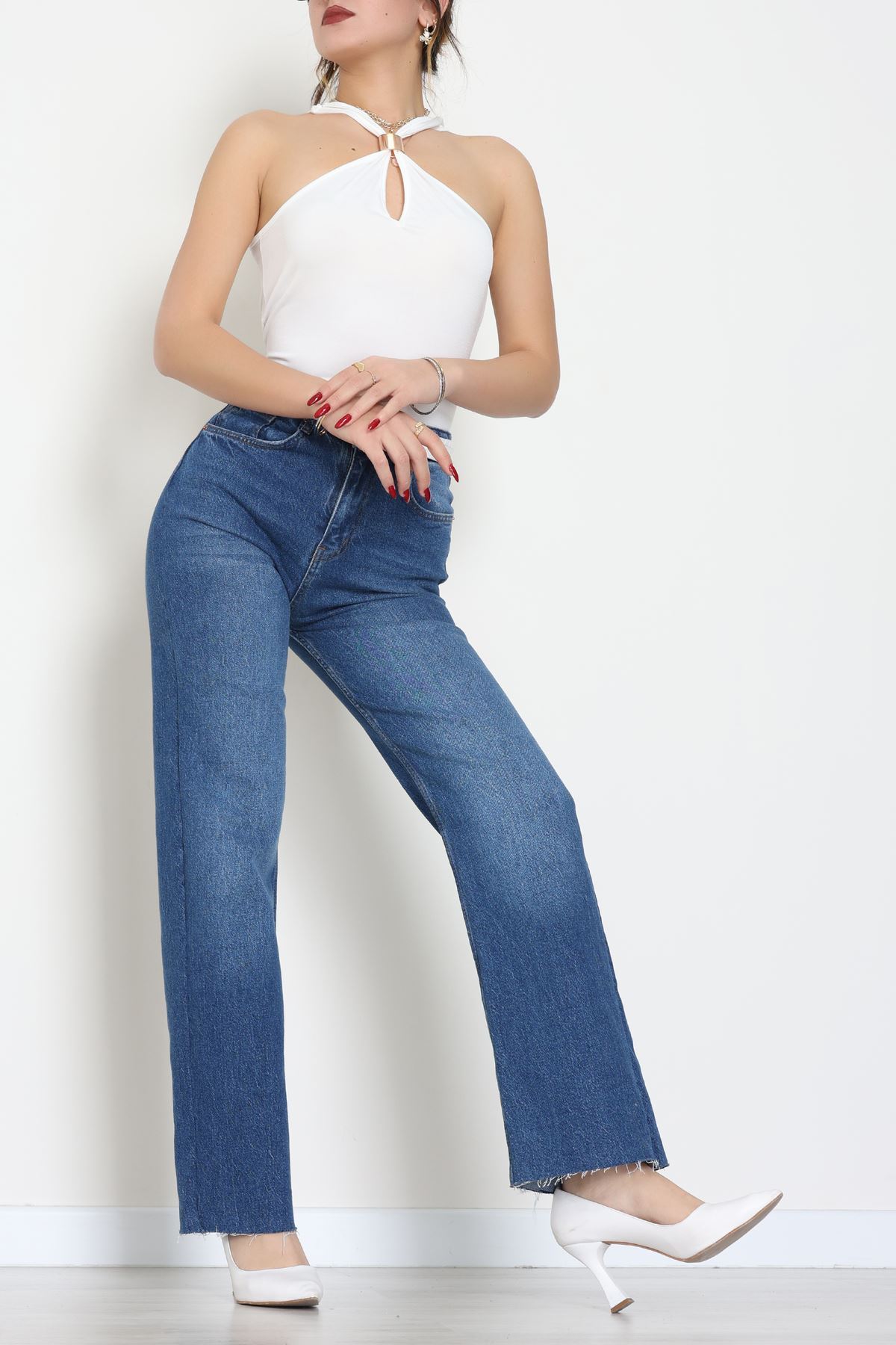 Sandy Önü Tokalı Çıtçıtlı Bluz Beyaz - 42803.1949.