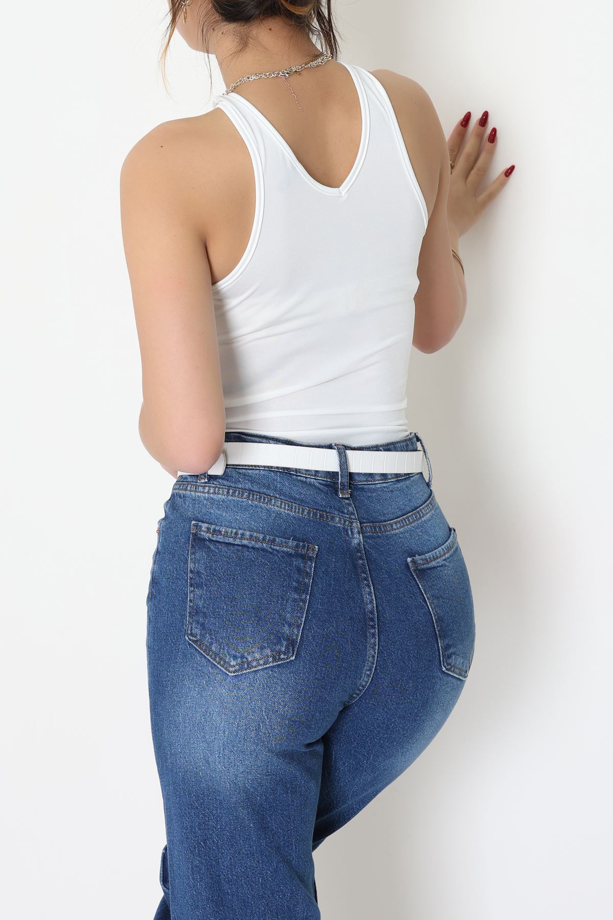 Sandy Önü Tokalı Çıtçıtlı Bluz Beyaz - 42803.1949.