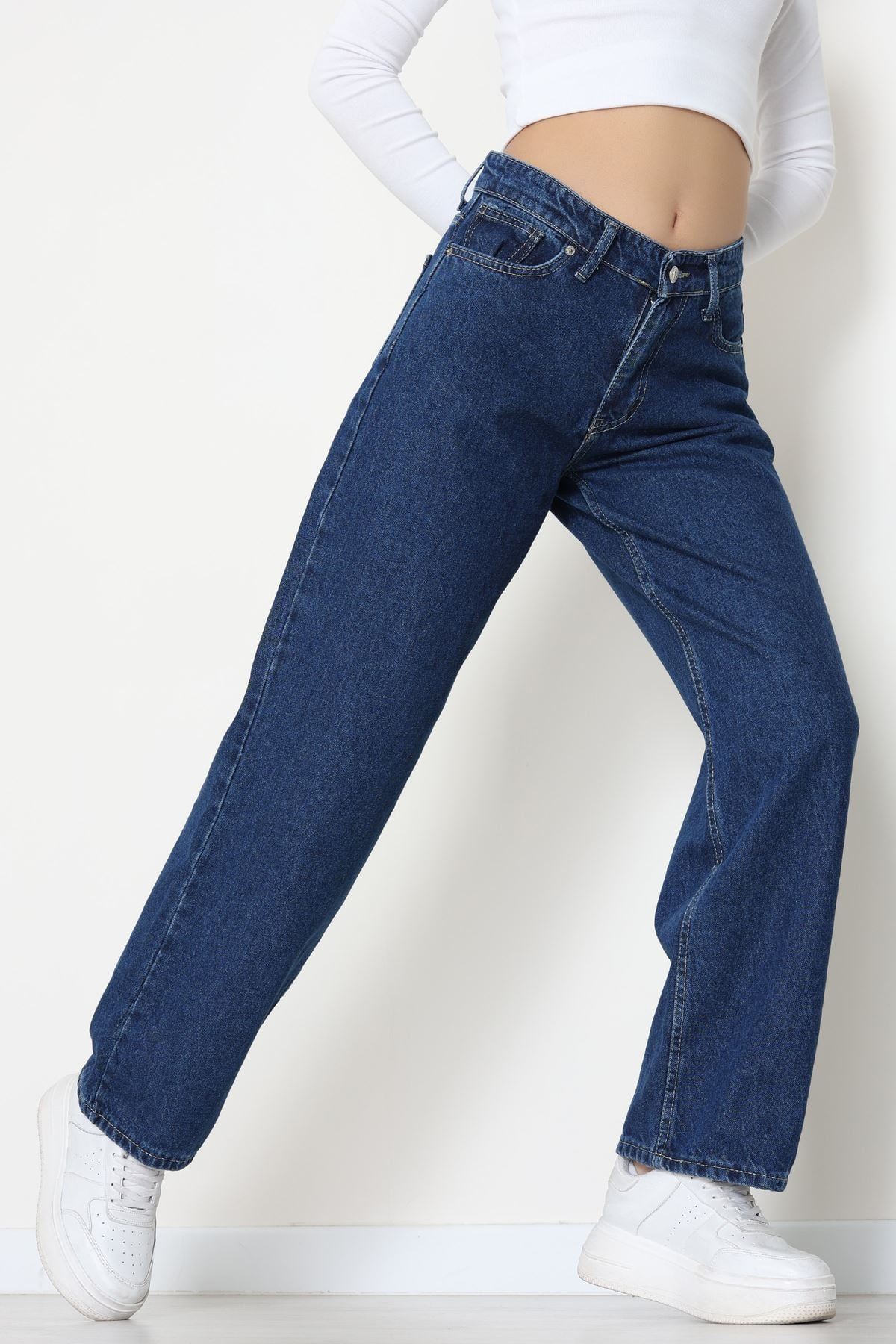 Wide Leg Kot Pantolon Lacivert - 31641.2059.