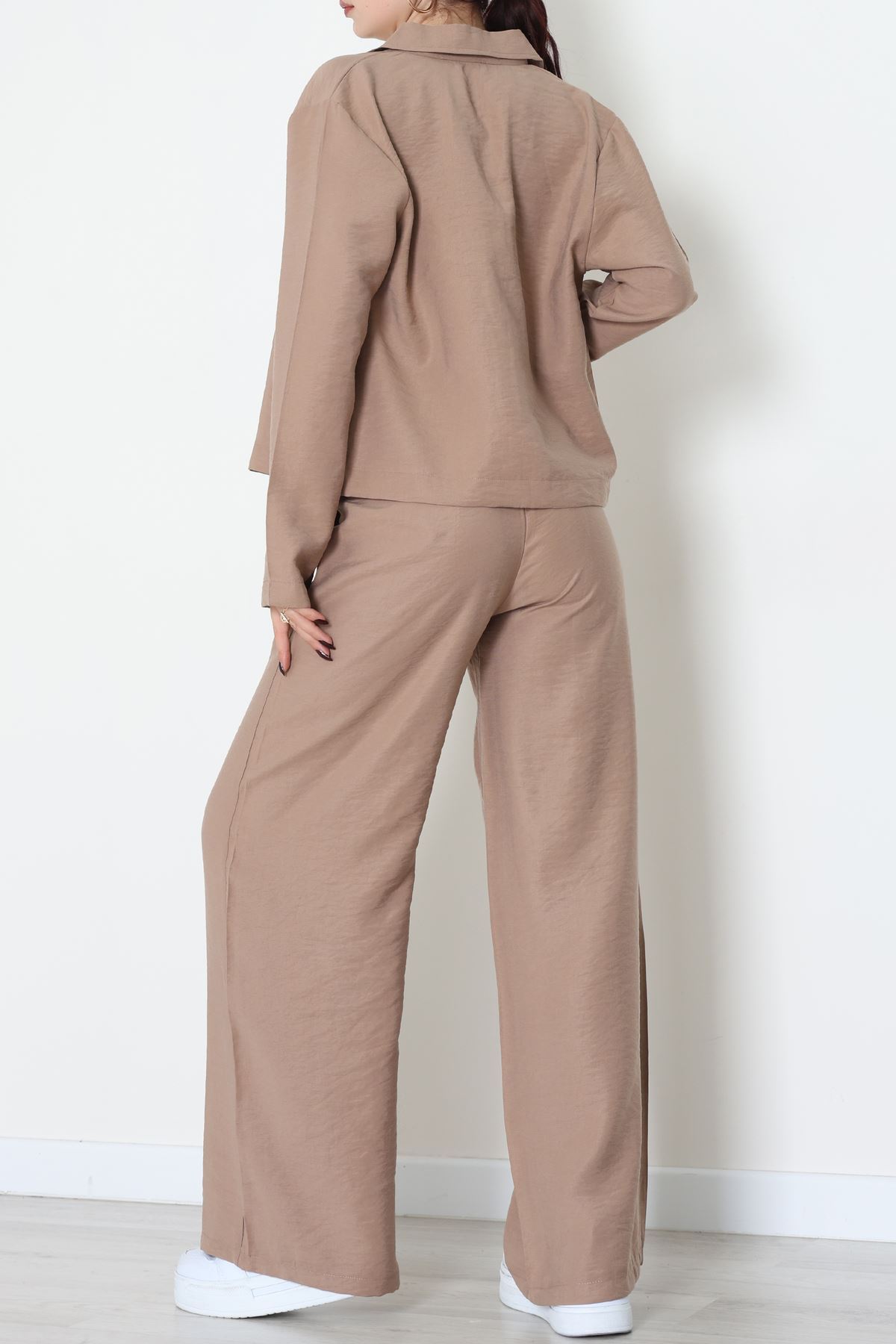 Soft Touch Dokuma Modal Fermuarlı İkili Takım Sütlükahve - 55012.1837.