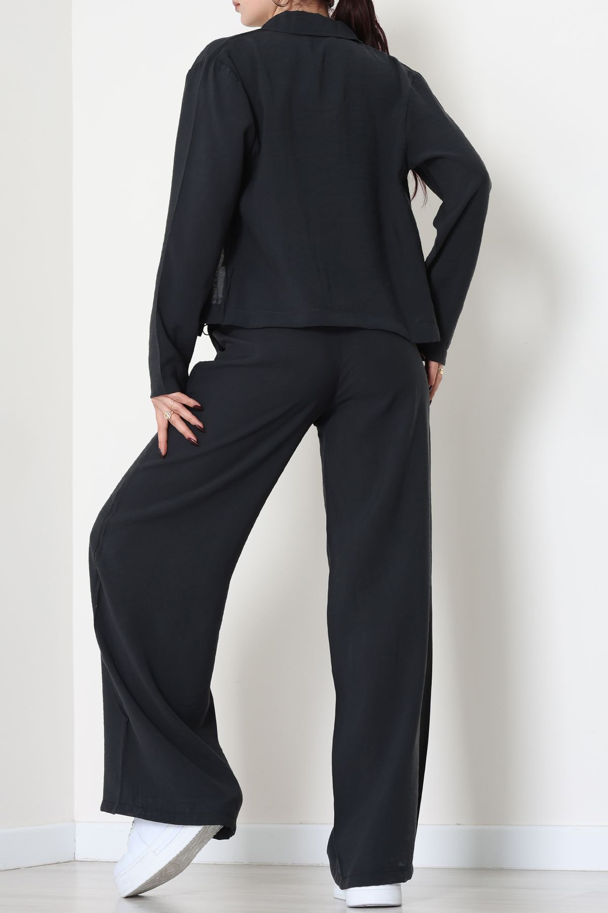 Soft Touch Dokuma Modal Fermuarlı İkili Takım Siyah - 55012.1837.