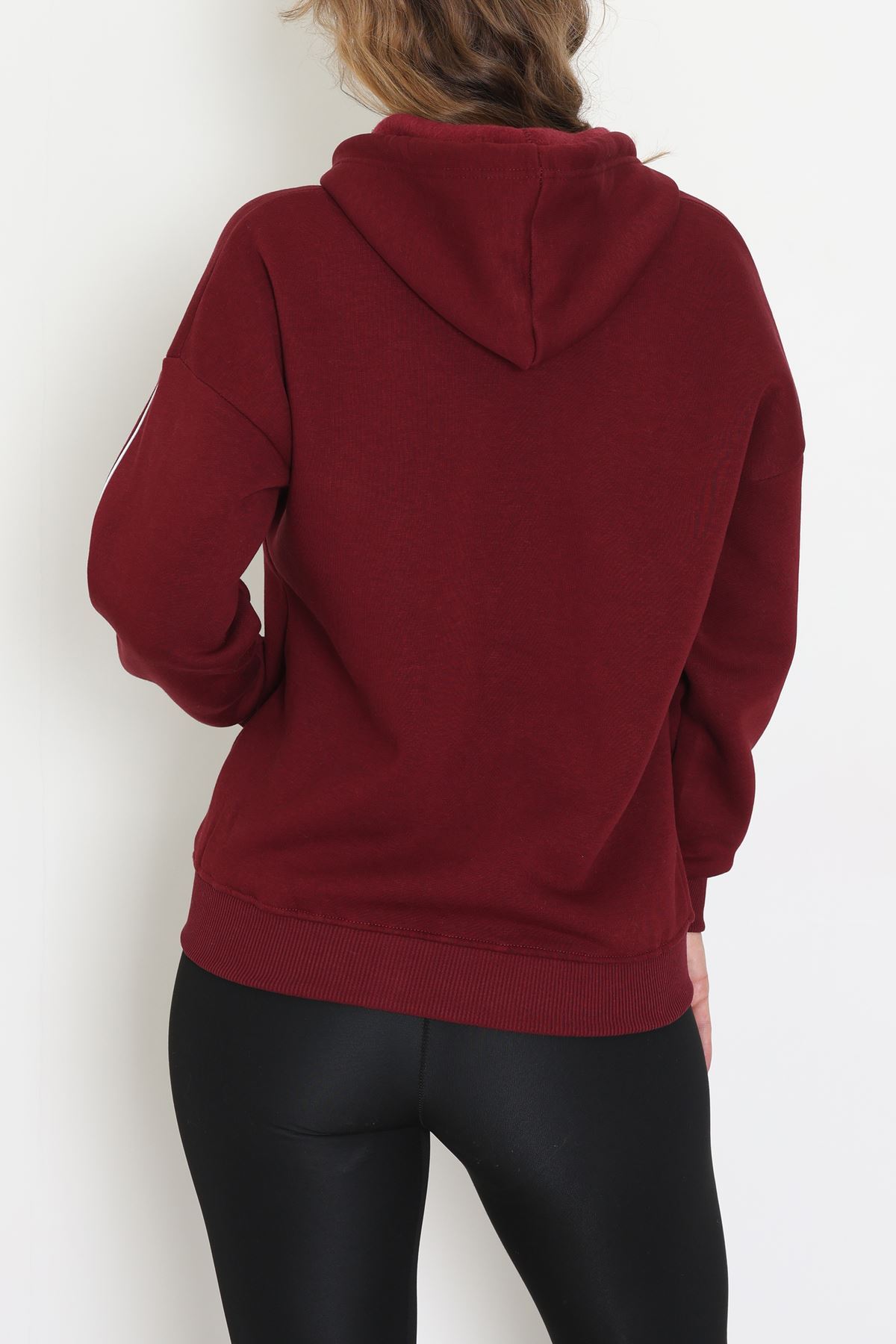 3 İplik Oversize Biyeli Sweat Bordo - 42503.1878.