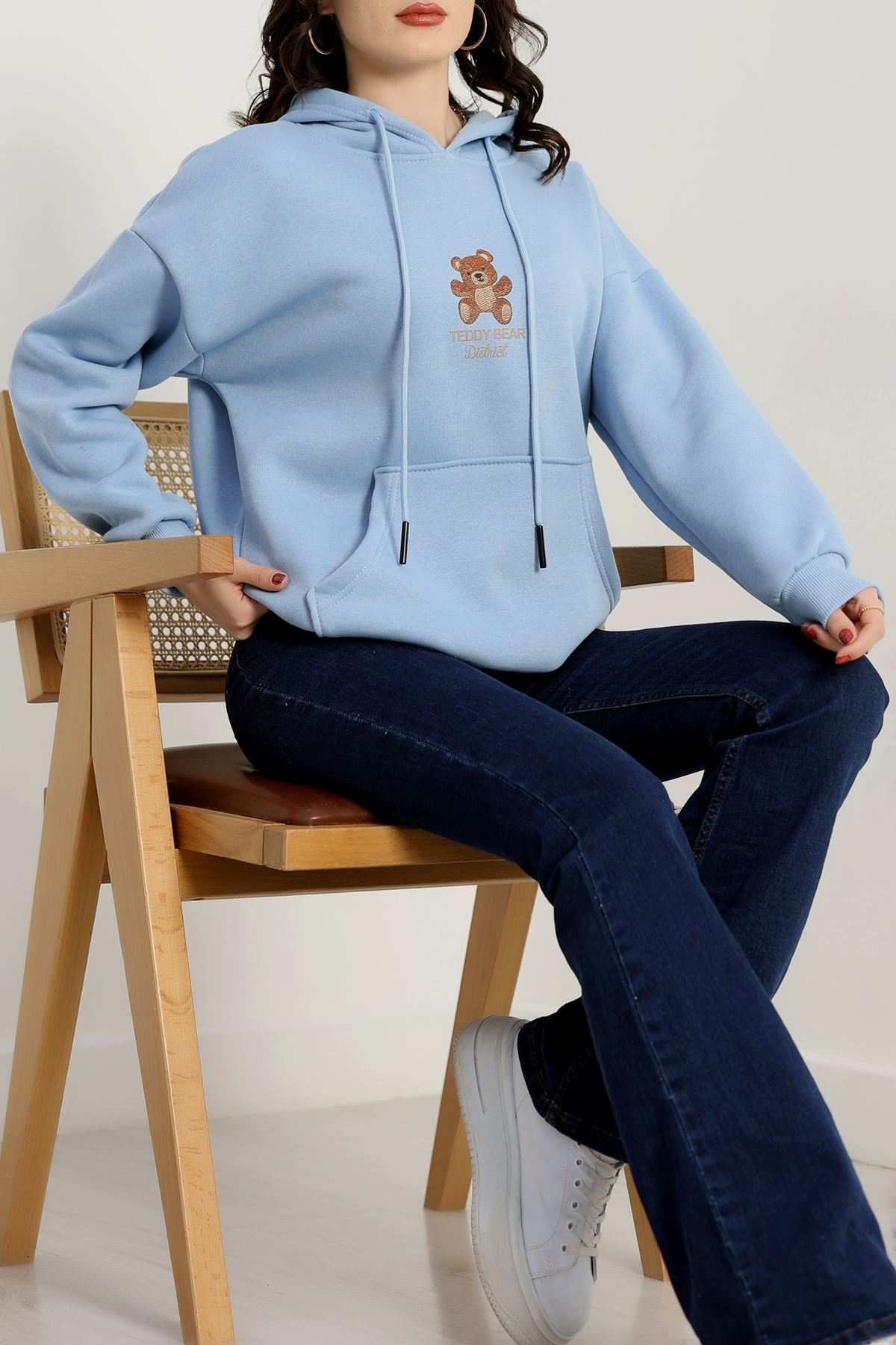 3 İplik Kanguru Cepli Kapşonlu Sweat Bebemavi - 42254.1878.