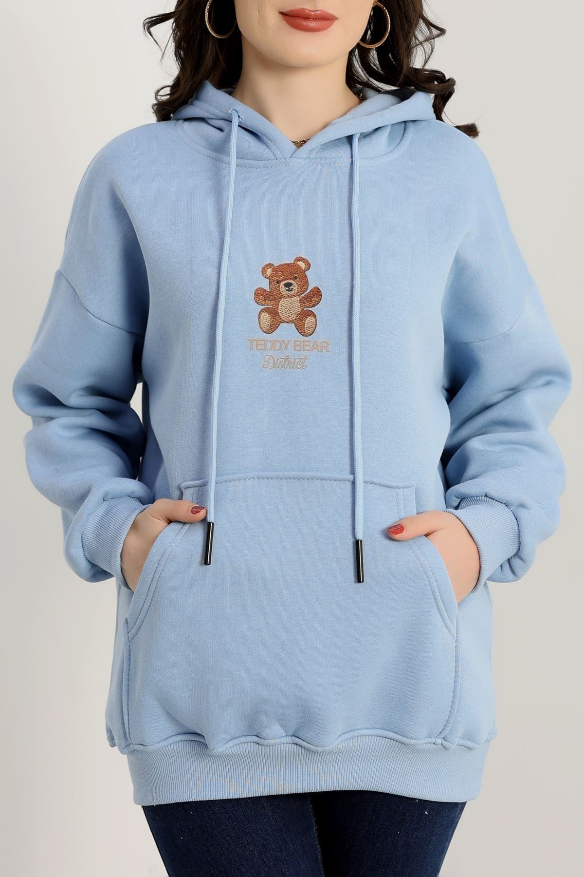 3 İplik Kanguru Cepli Kapşonlu Sweat Bebemavi - 42254.1878.