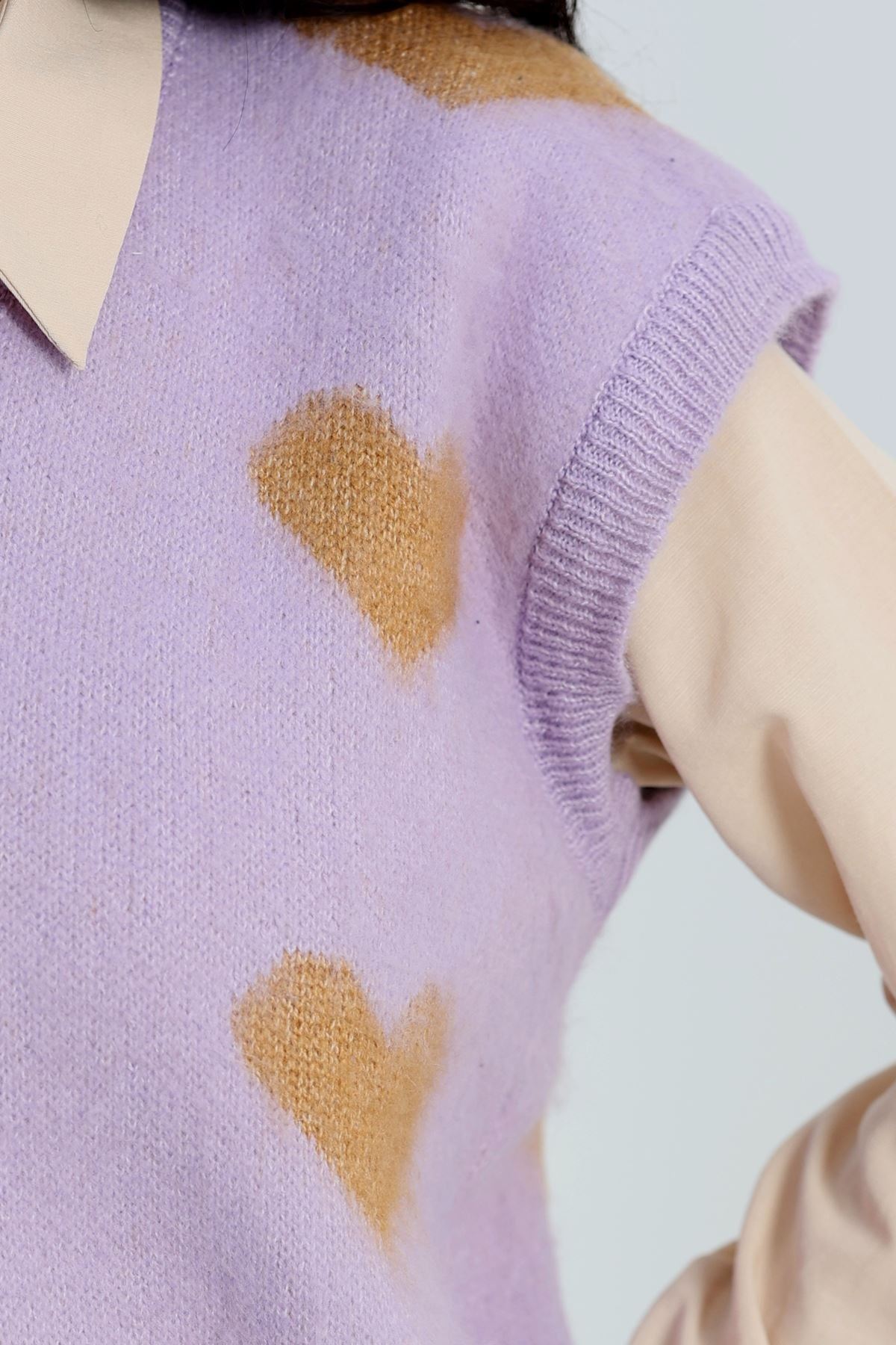 V Yaka Kalpli Süveter Lila - 2410.1765.