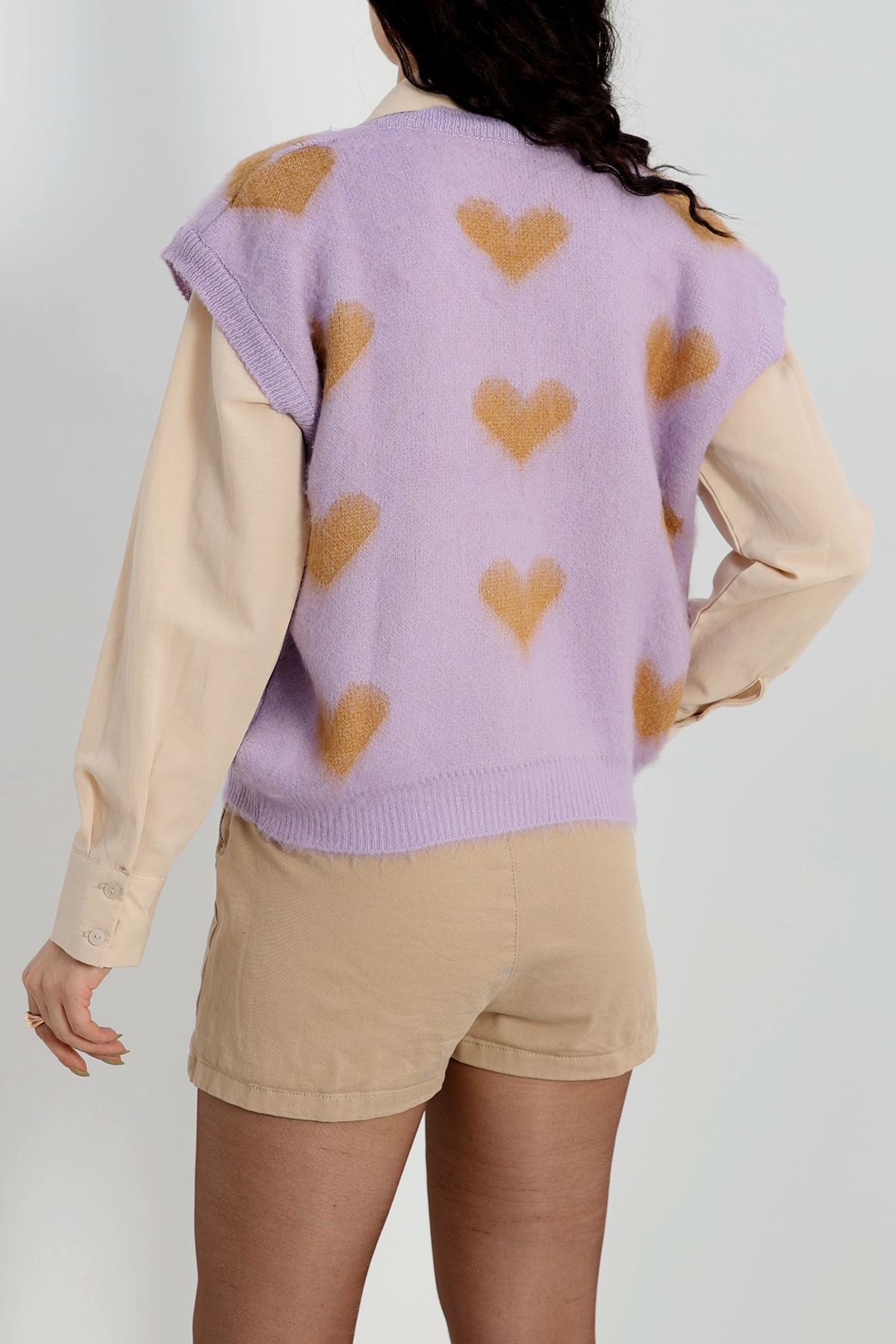 V Yaka Kalpli Süveter Lila - 2410.1765.