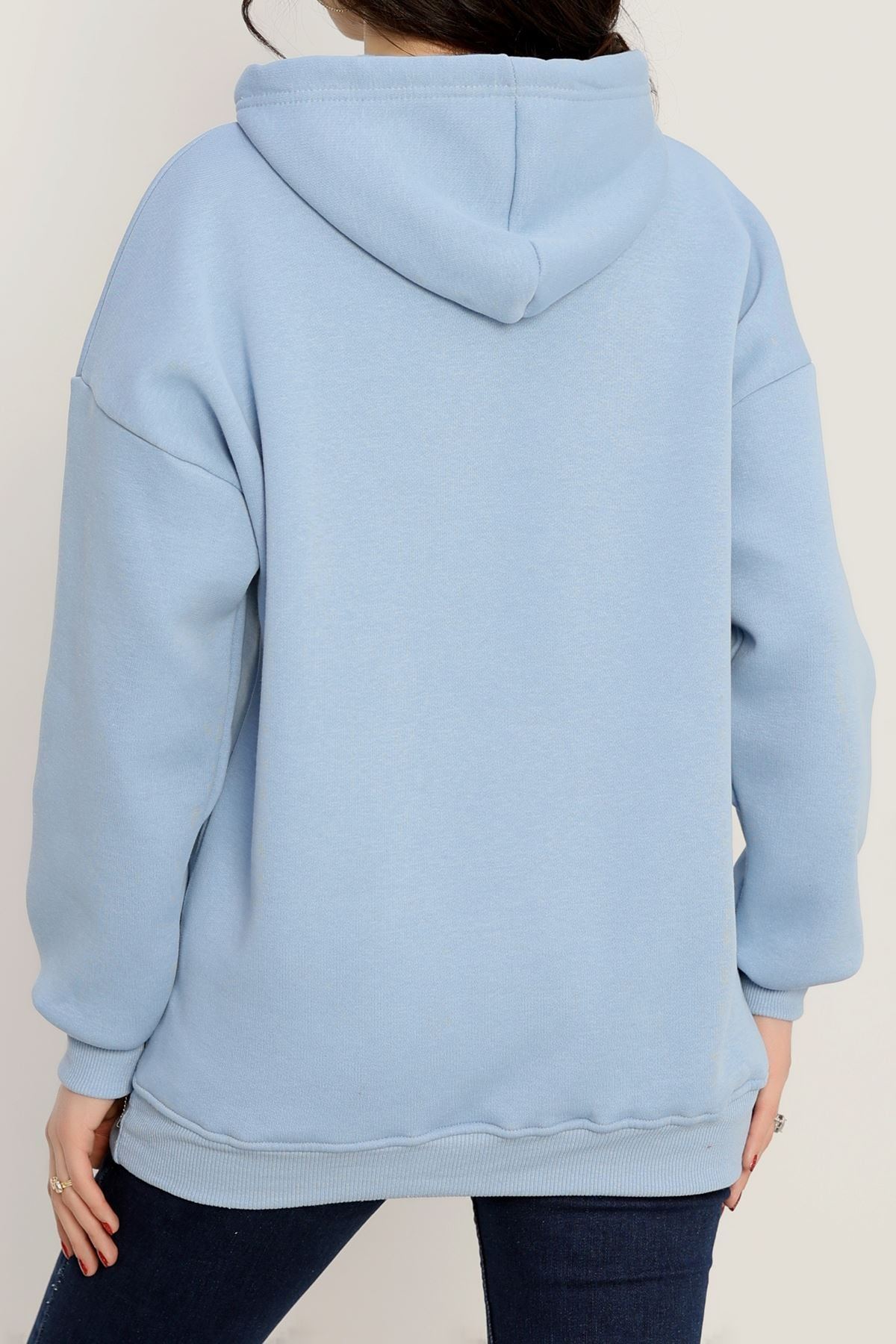 3 İplik Kanguru Cepli Kapşonlu Sweat Bebemavi - 42254.1878.