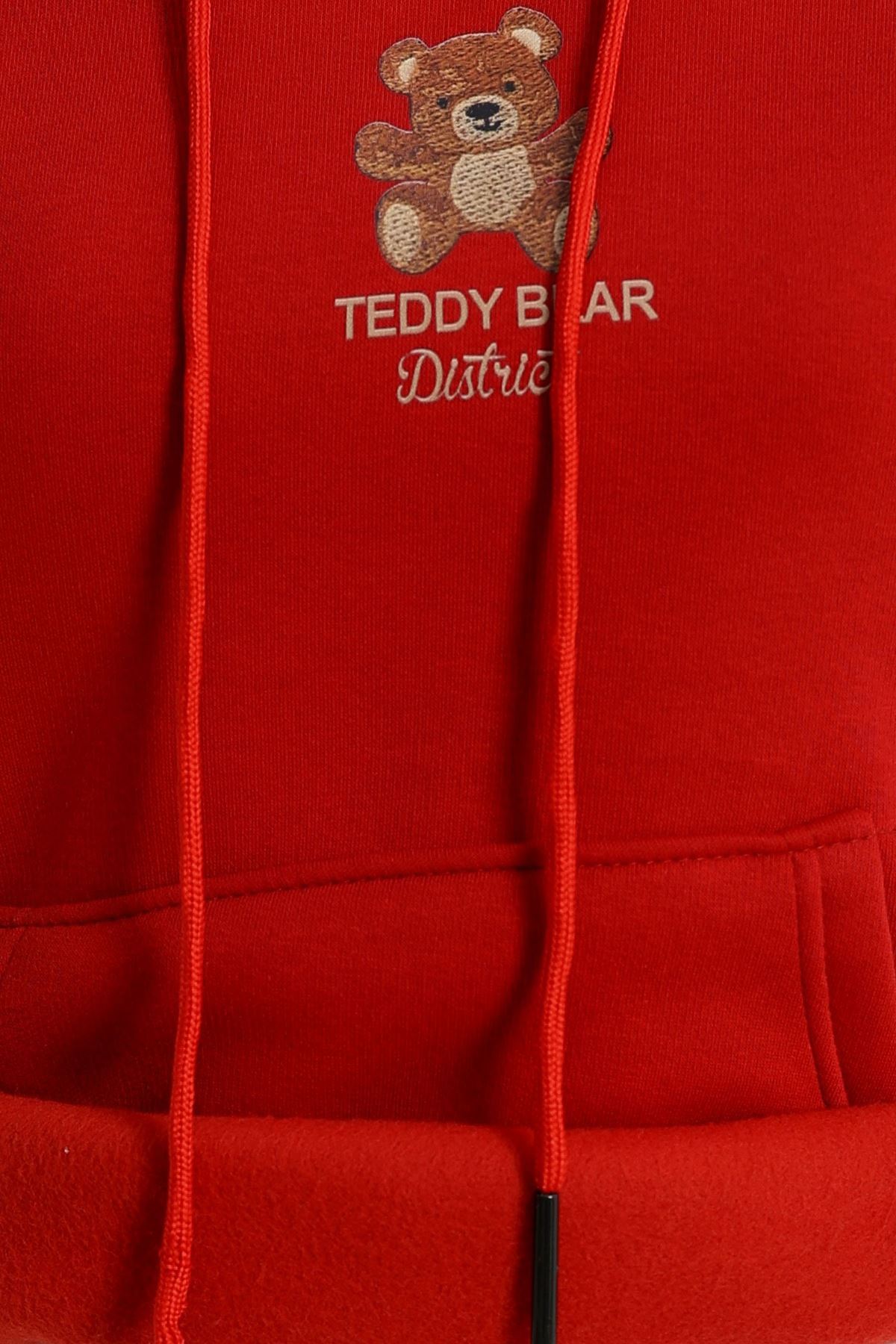 3 İplik Kanguru Cepli Kapşonlu Sweat Bordo - 42254.1878.