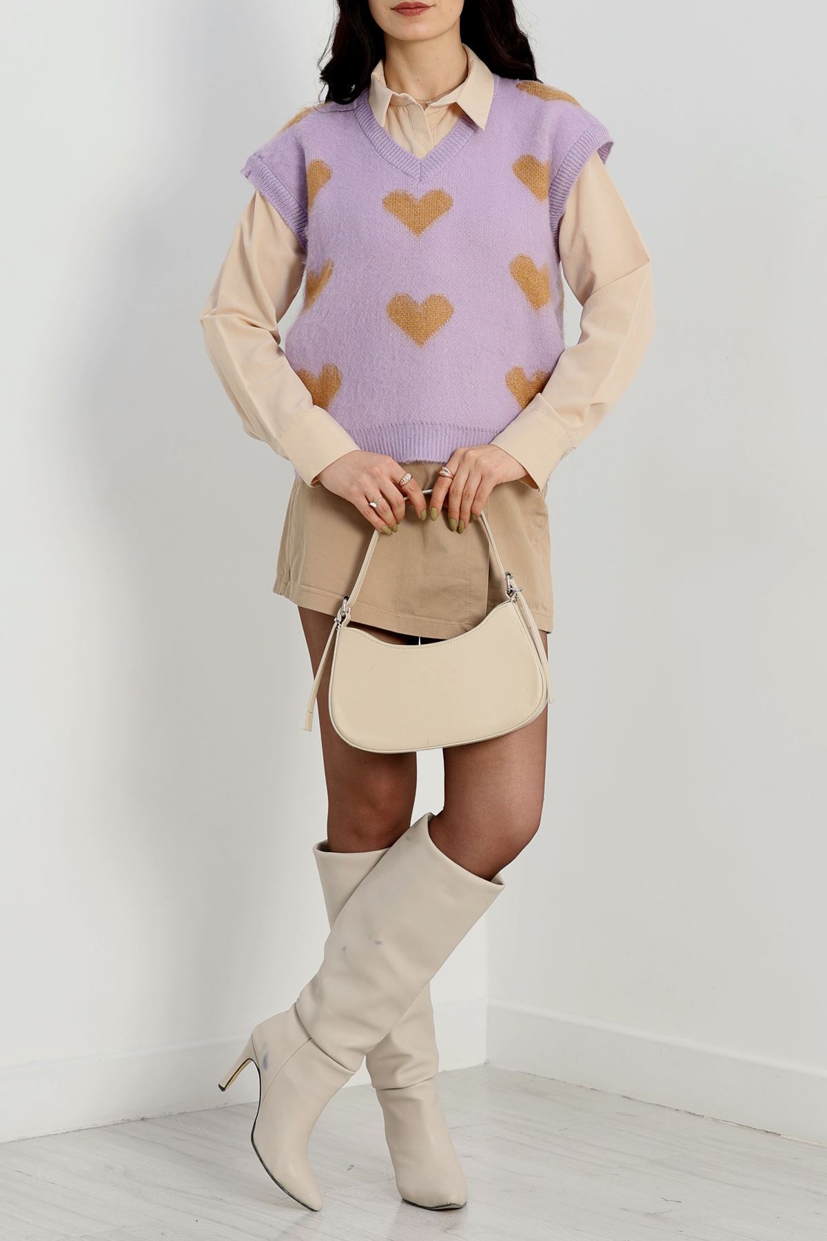 V Yaka Kalpli Süveter Lila - 2410.1765.