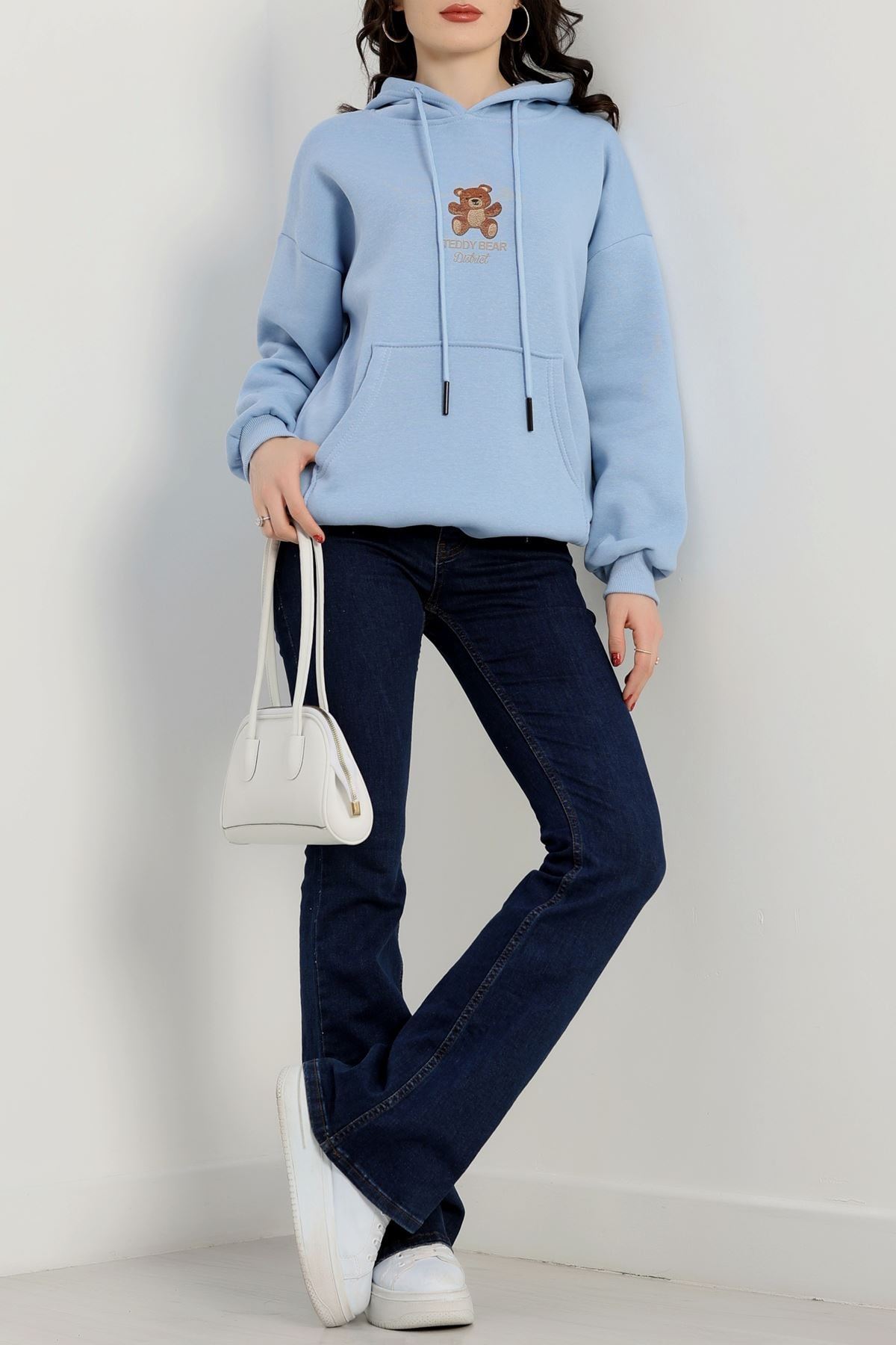 3 İplik Kanguru Cepli Kapşonlu Sweat Bebemavi - 42254.1878.