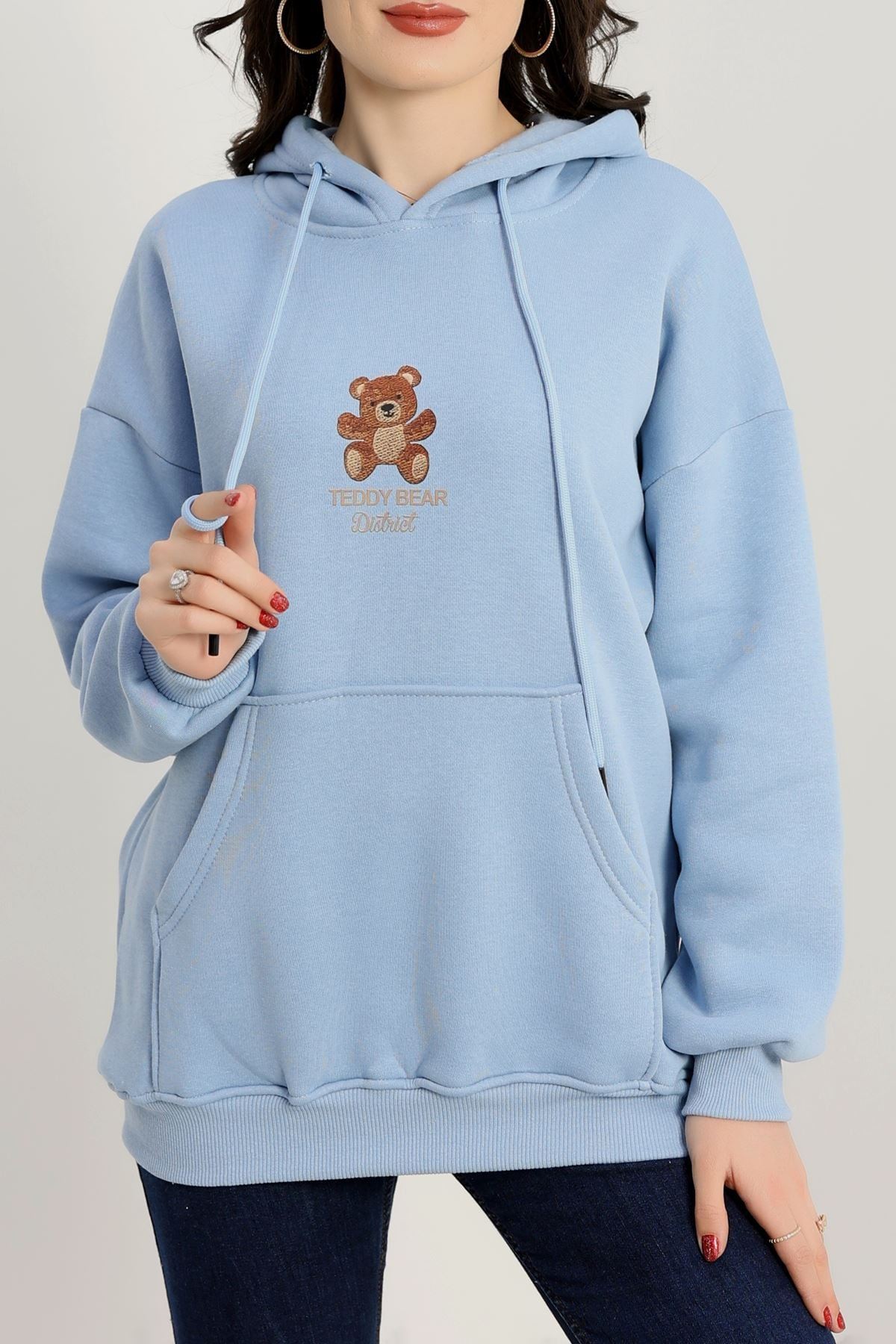 3 İplik Kanguru Cepli Kapşonlu Sweat Bebemavi - 42254.1878.